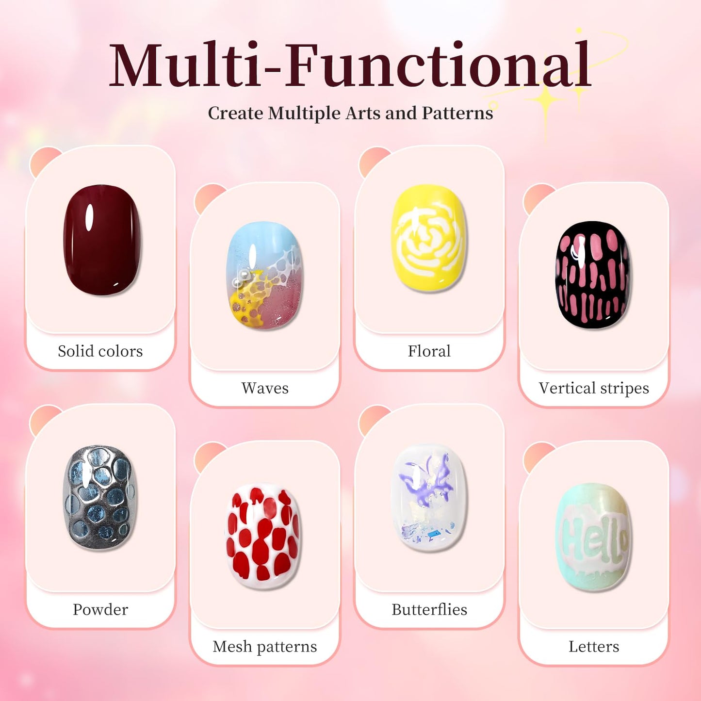 JODSONE Poke Gel Nail Polish Set - 8 Vibrant Colors with Base & Top Coat | Nail Art Design Tools