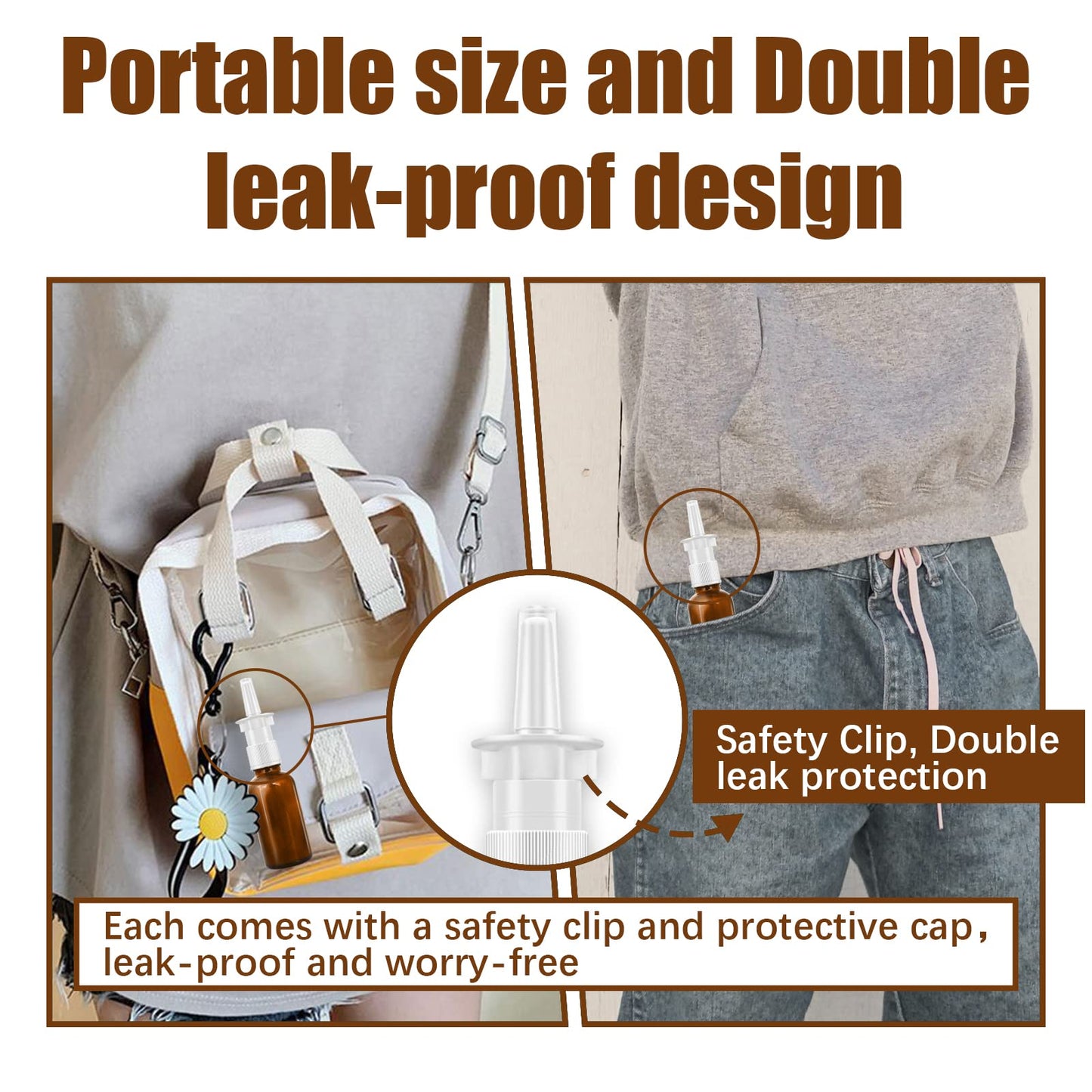 Cupohus Nasal Spray Bottle, 3 Pcs 30ML/1oz Amber Glass Refillable Fine Mist Sprayers Atomizers, Travel Sized, Empty Nasal Sprayer with Funnels and Labels