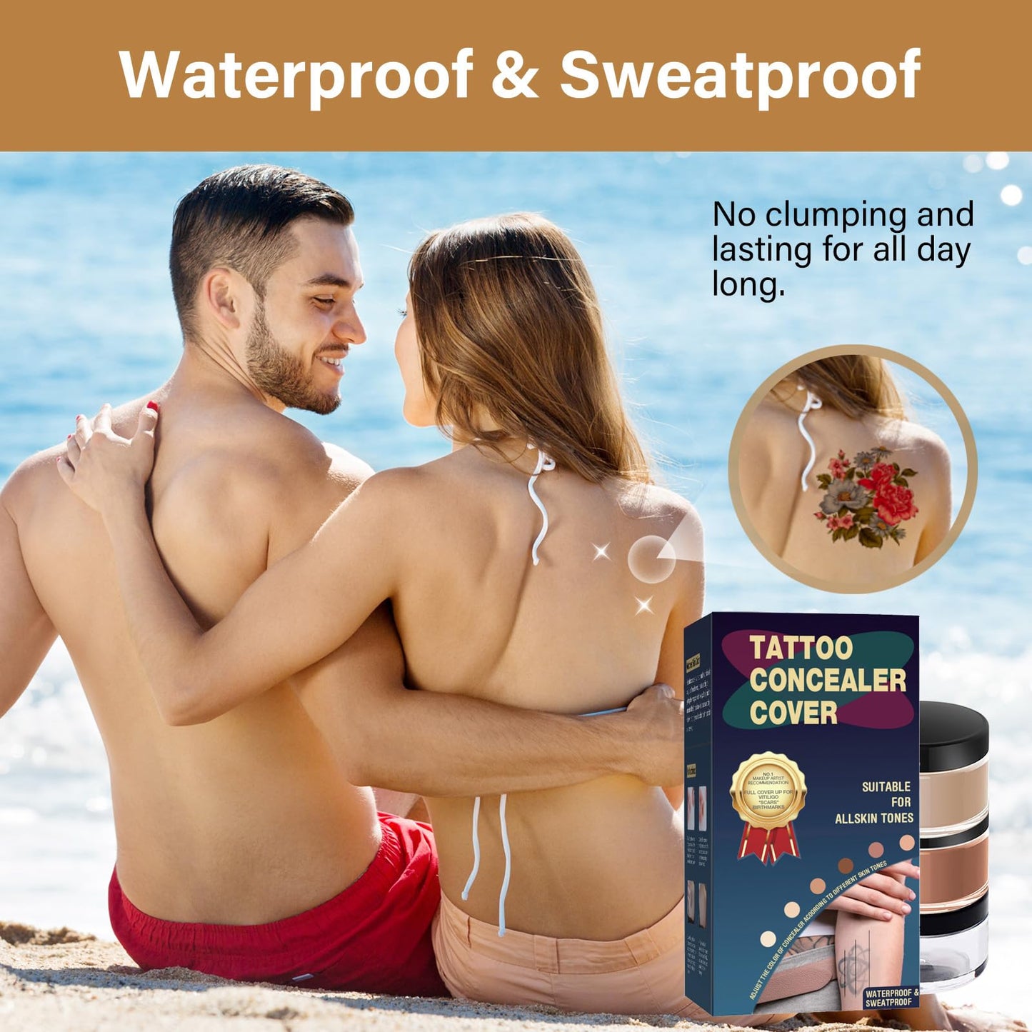 Tattoo Cover Up Makeup Waterproof, Two Sizes0525