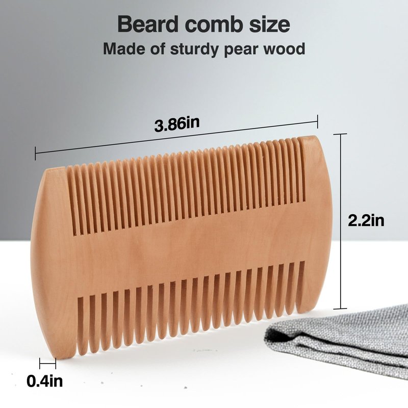FaHaner Men's Beard Brush Kit with Pearwood Comb and 100% Boar Bristle Beard Brush & Deluxe Pearwood Comb Set for Men, Helps to Shape & Lock in Moisture, Beard Kit, Travel Essentials