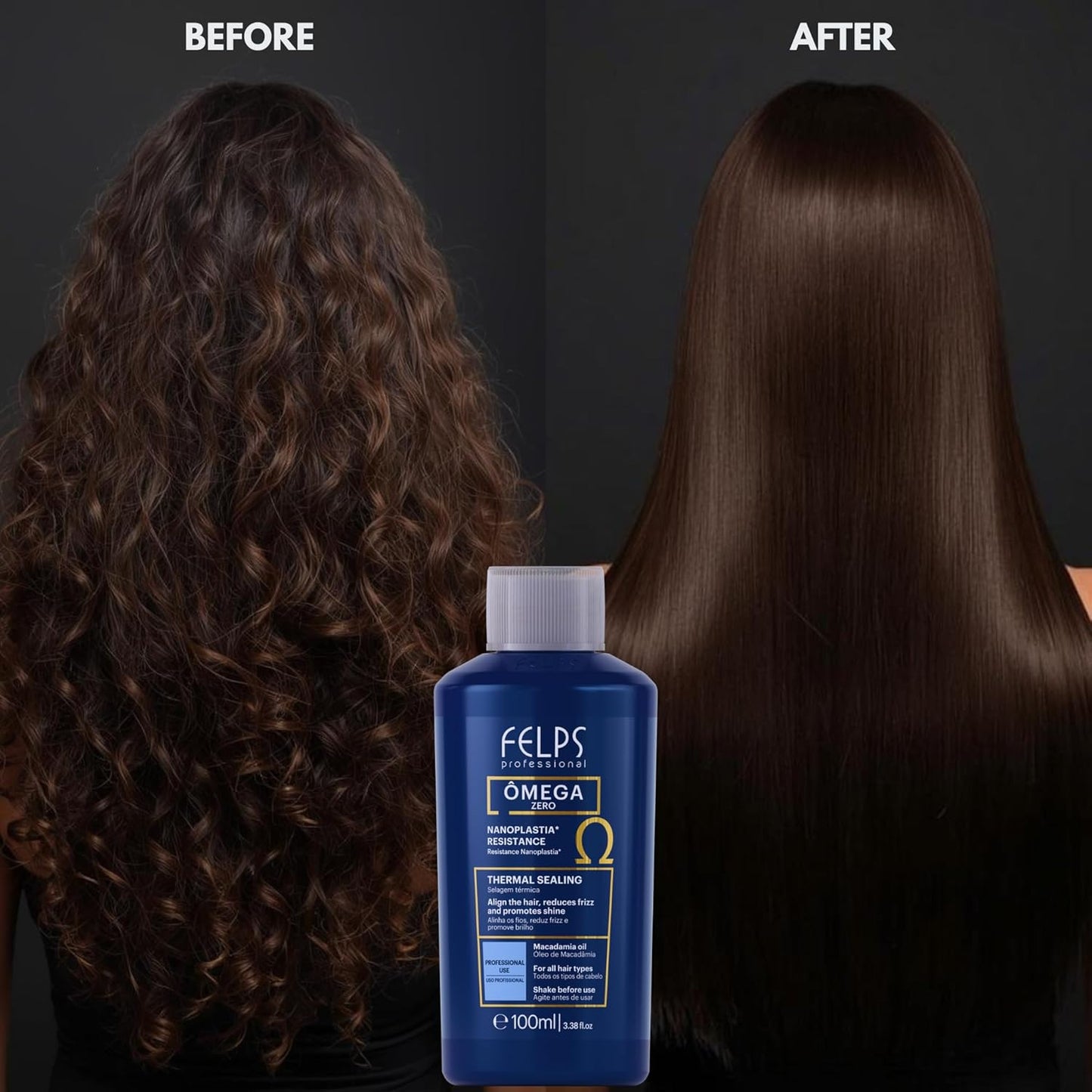 Omega Zero Nanoplastia Hair Straightening Treatment - Formaldehyde-Free with Macadamia Oil | Mini 3x3.38 fl. oz