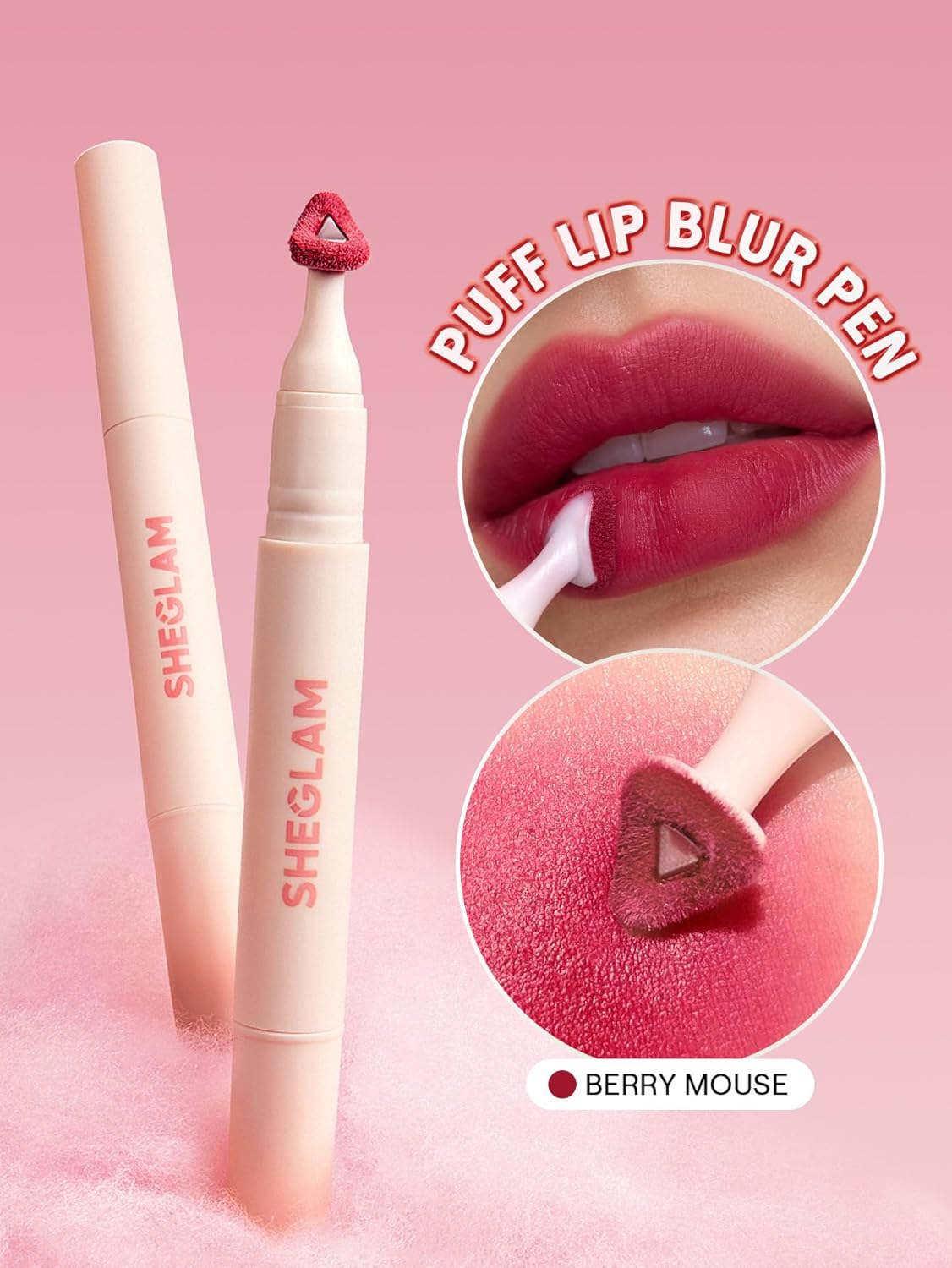 Marshmallow Puff Lip Blur Pen | Matte Lipstick for Long-Lasting Hydration - 331 Berry Mousse
