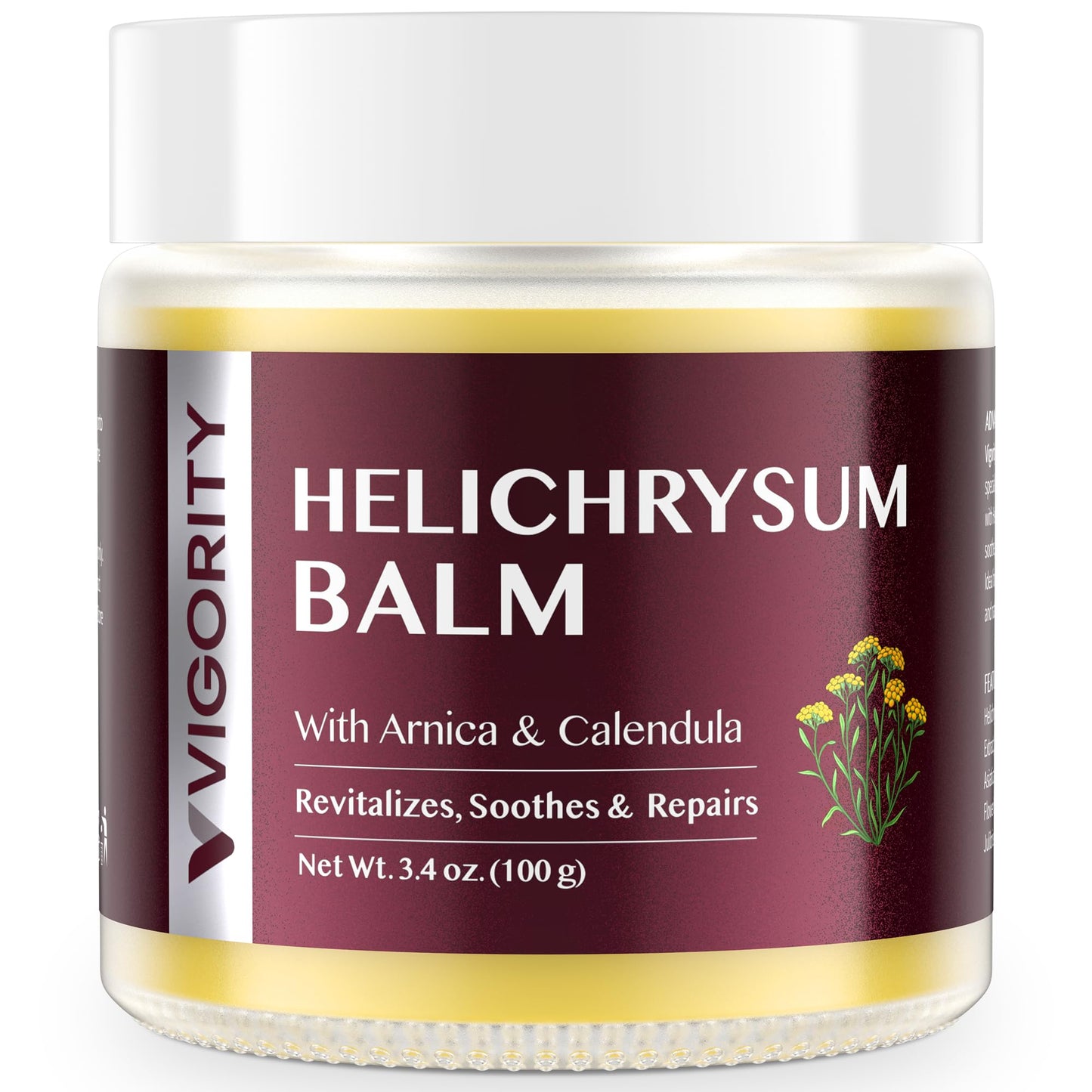 Vigority Helichrysum Balm Soothes & Repairs: Restorative Arnica Cream with Calendula for Fragile, Thin Skin & Bruise-Prone – Moisturizes, Revitalizes & Strengthens Skin Barrier for Adult Seniors 3.4oz