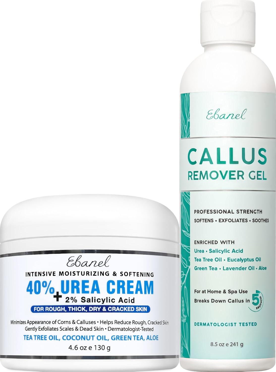 Professional Callus Remover Set - Urea Cream 40% & Salicylic Acid 2% | Exfoliating Gel for Feet & Toenails