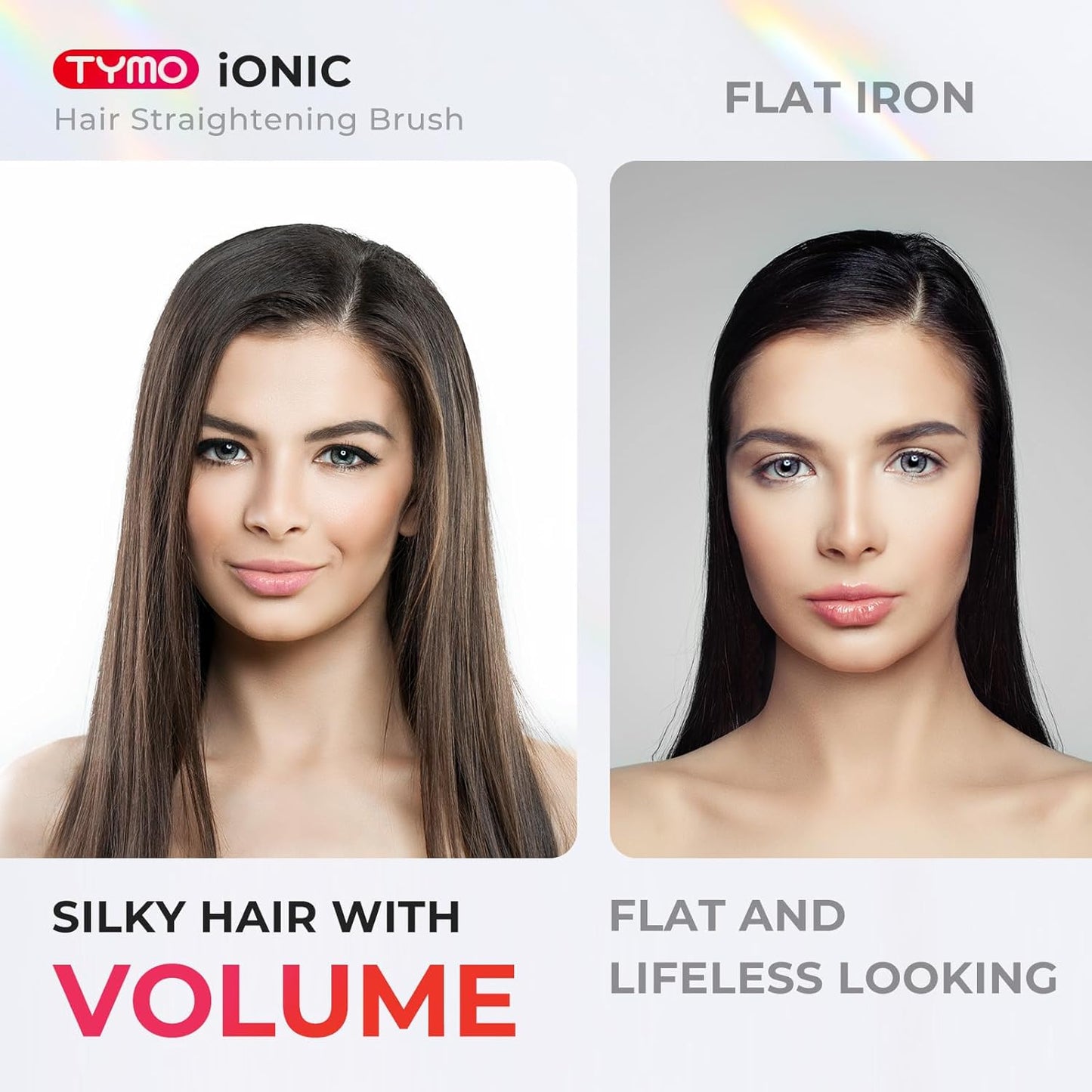 Tymo Ionic Hair Straightener Brush - One-Step Frizz-Free Styling, 16 Temp Settings, LCD Display | Dual Voltage Hot Comb