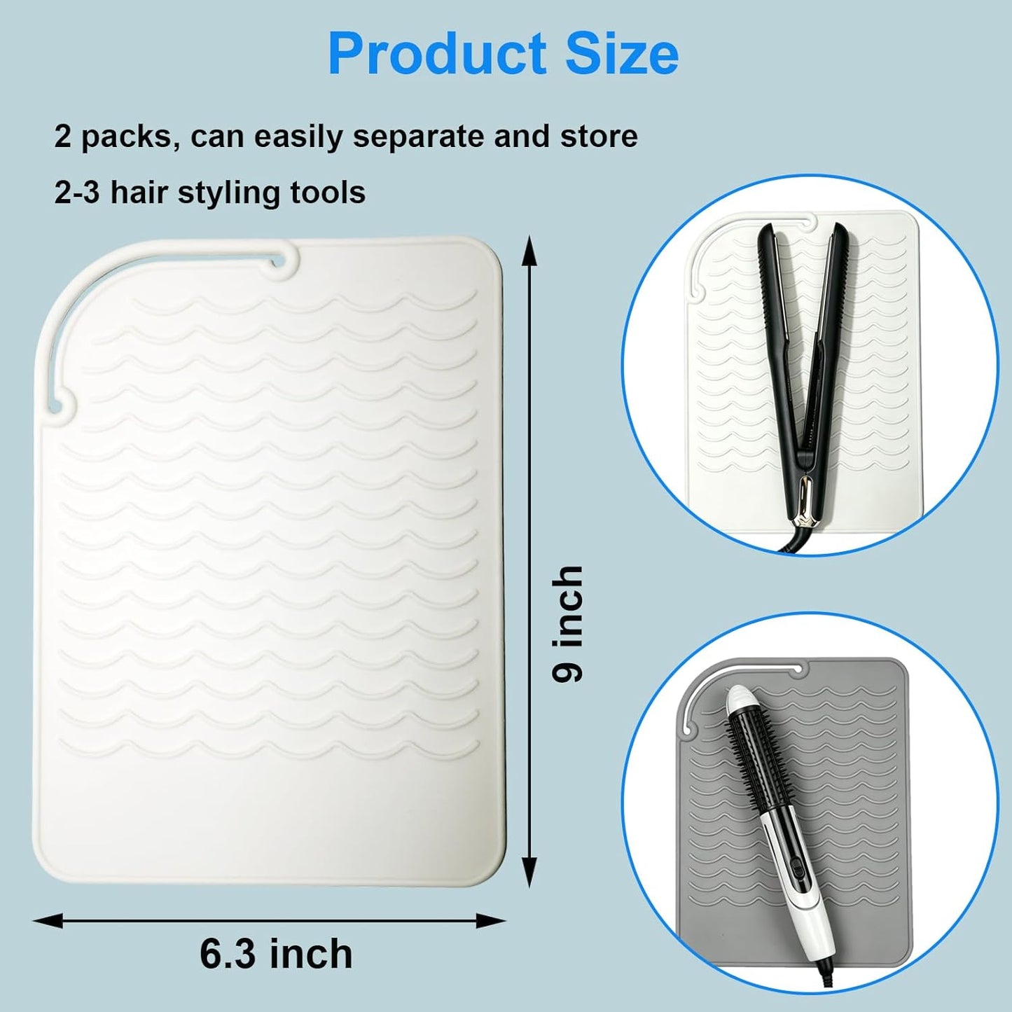Silicone Heat Resistant Mat - Portable Travel Pad for Curling Irons & Hair Tools | 2 Pack