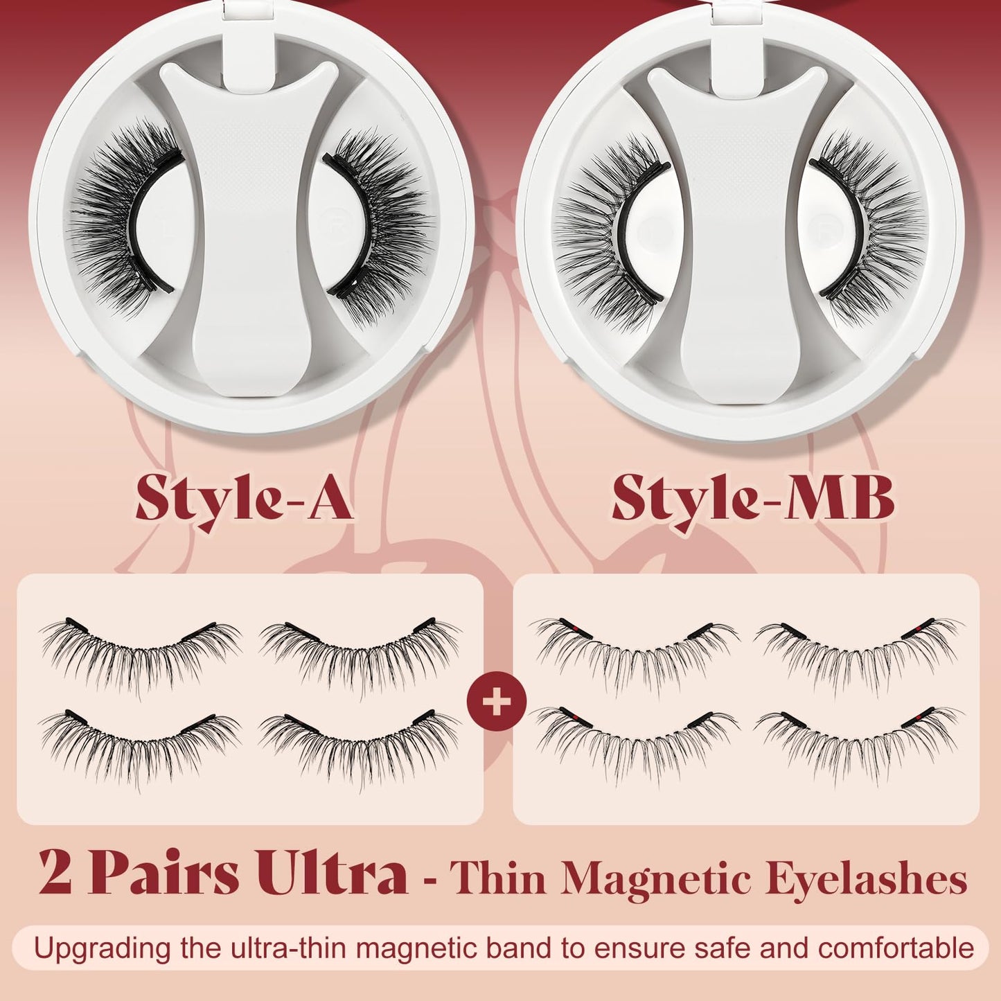 Higu clace Magnetic Eyelashes with Applicator 2 Pairs Magnetic Eyelashes No Glue Needed Reusable Magnet Lashes Natural Look Easy to Wear and Remove(NZH-A+MB)
