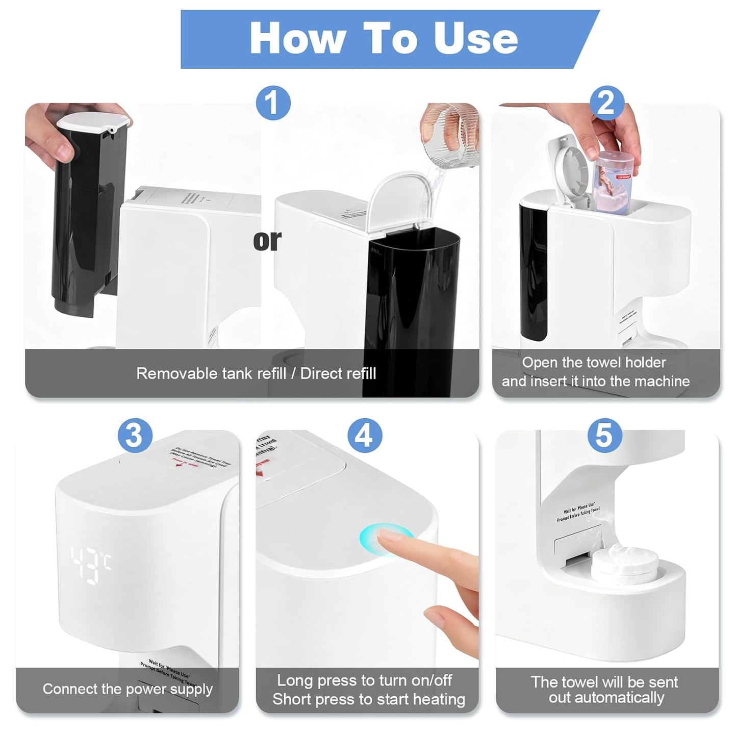 Mini Hot Facial Towel Warmer - Fast Heating Spa Towel Dispenser with Voice Alerts | 55°C (131°F), 20 Towels