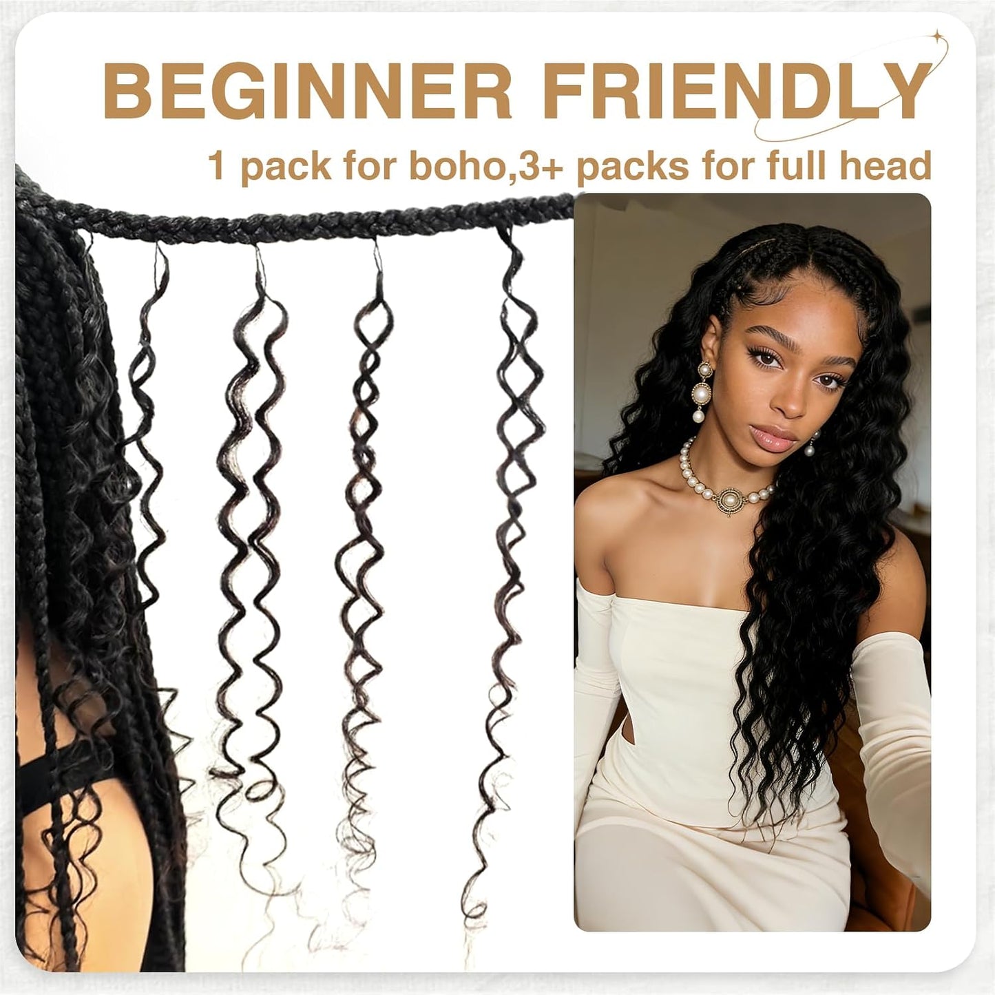 Human Crochet Hair for Black Women - 16 Inch Deep Wave Crochet Hair | Lightweight, Natural Look, 100 Strands