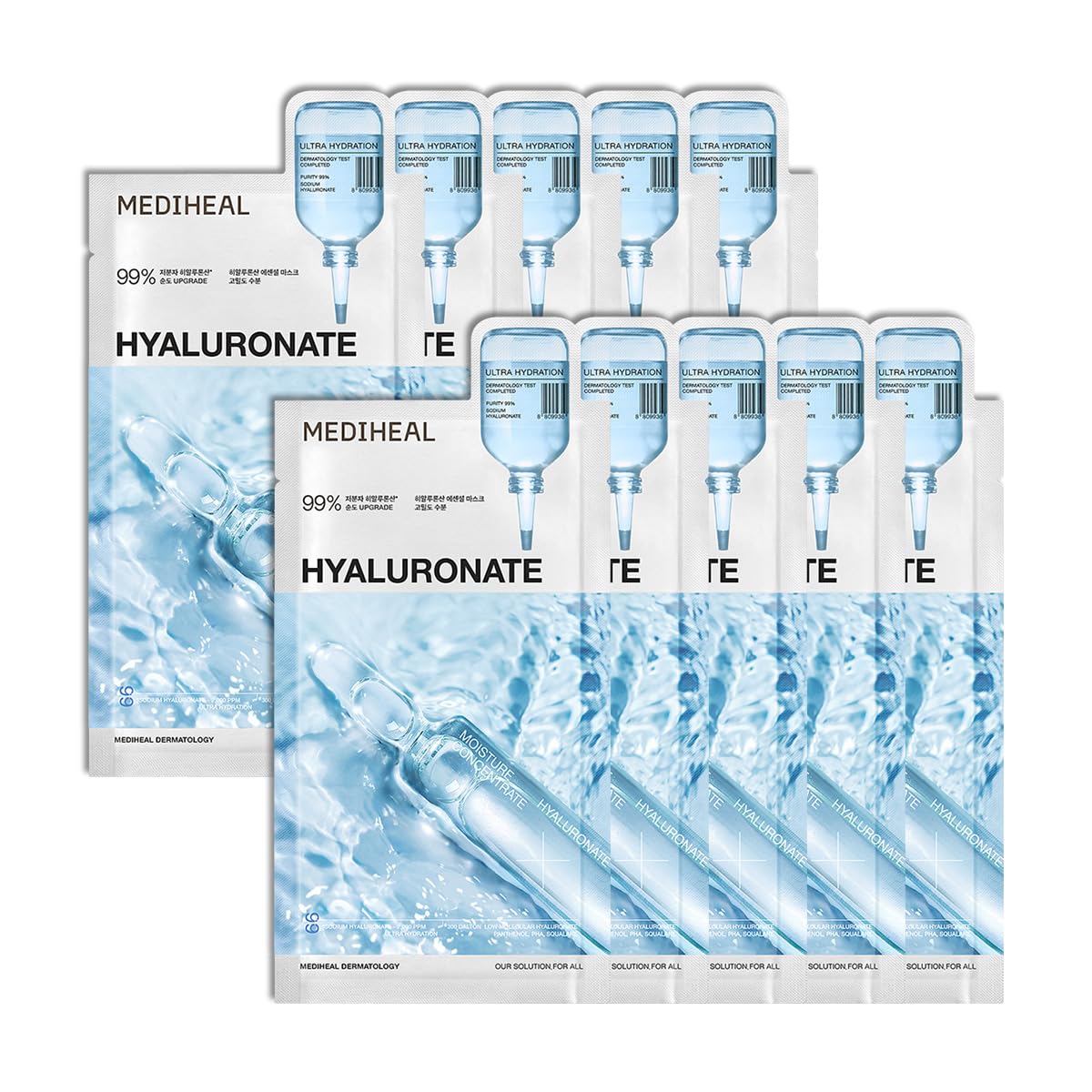 Mediheal Essential Face Mask - 90% Ceramide & Panthenol for Intense Hydration | 10-Piece Vegan Korean Sheet Mask