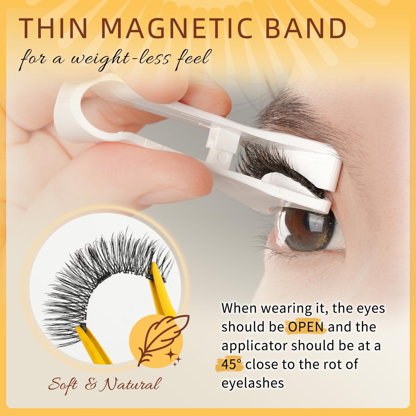 QUEWEL Magnetic Eyelashes 4 Pair Reusable Magnetic Eyelashes with Applicator No Glue Needed Eyelashes Natural Look Lash Clusters Kit Easy to Wear and Remove(4 Pairs-A09)