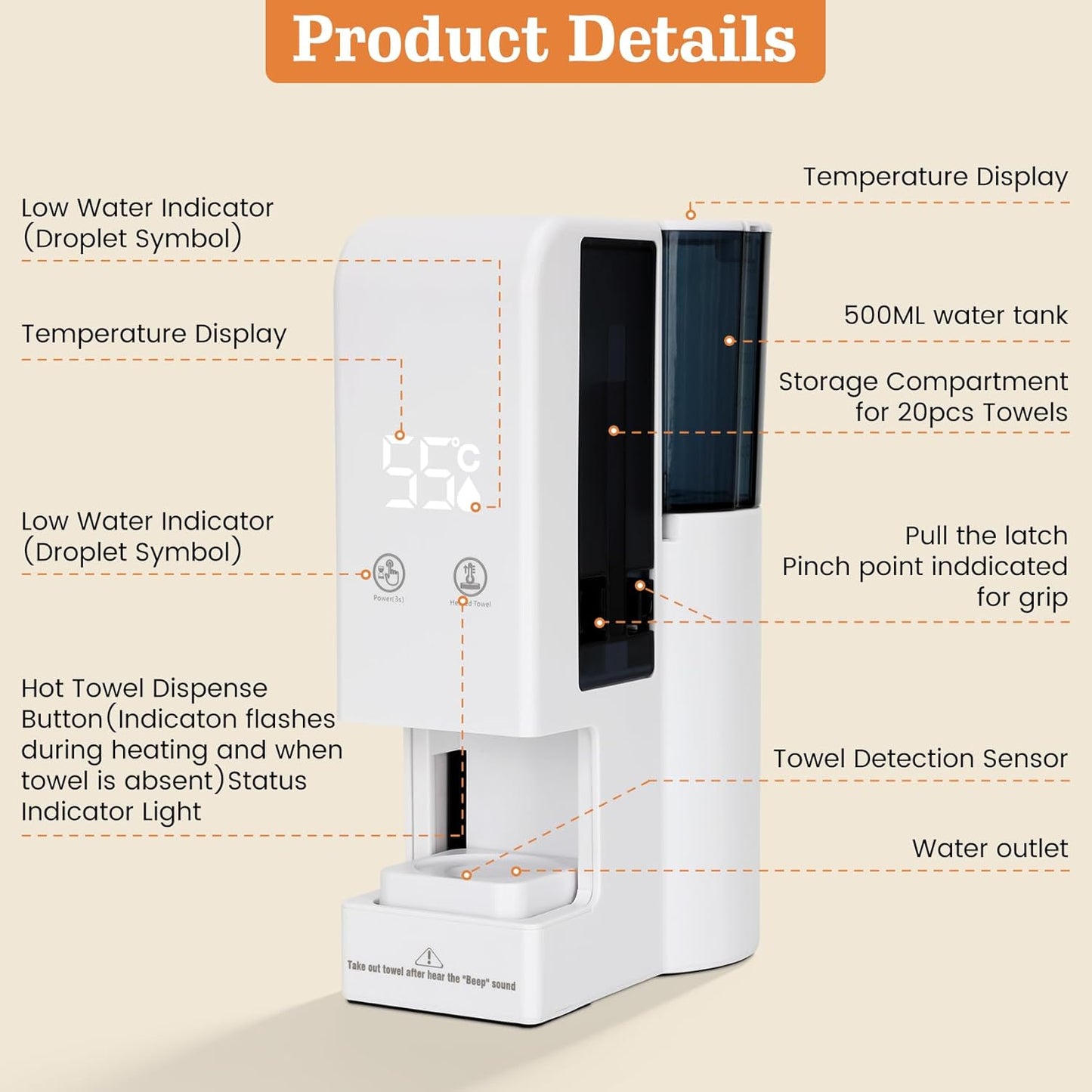 Towel Warmer Machine - Fast Heating 55°C (131°F) with Automatic Dispenser & Voice Alerts | Includes 100 Towels