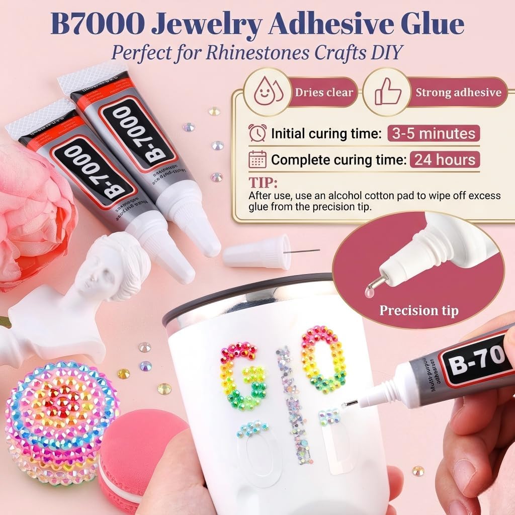 Resin Jelly Rhinestones Bedazzling Kit - 40,000 Pcs 3mm Sparkly Flatback Gems with Glue & Tools | Perfect for Nail Art, DIY Crafts, and More