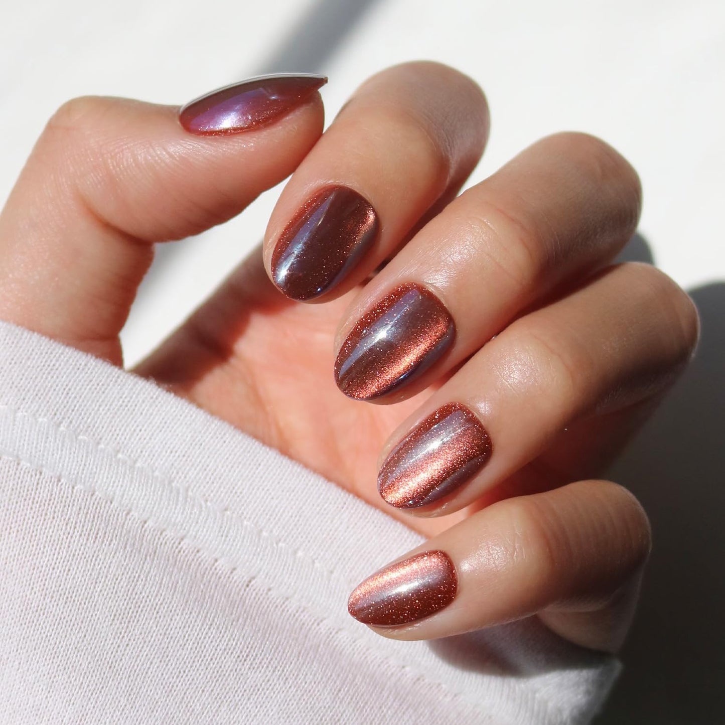 Press On Nails - Caviar | Semi-Transparent Short Almond Shape, Salon Quality | 30 Nail Kit with Glue, 15 Sizes Available