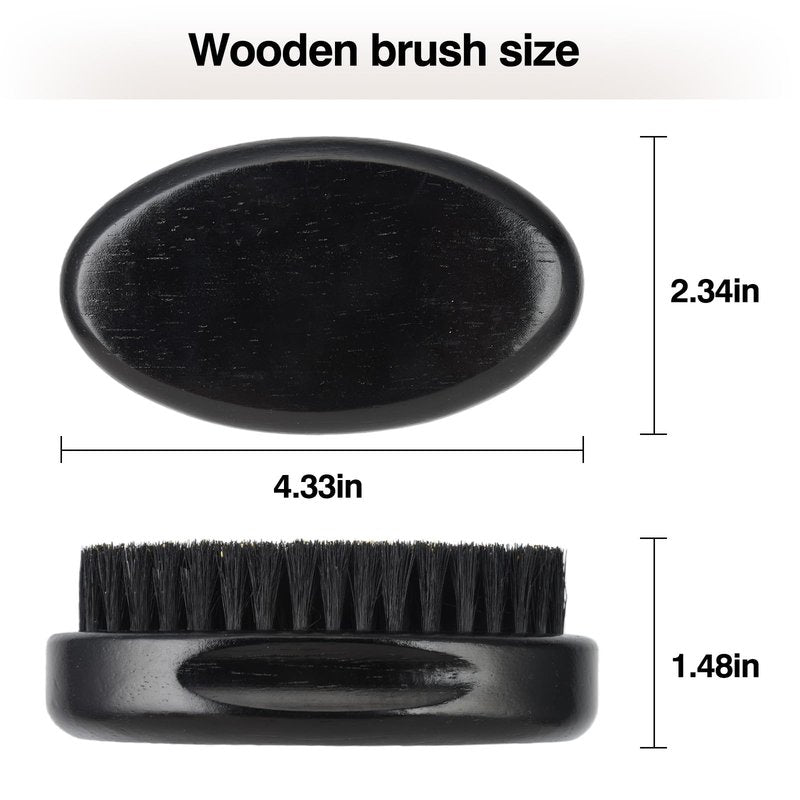 FaHaner Men's Beard Brush Kit with Pearwood Comb and 100% Boar Bristle Beard Brush & Deluxe Pearwood Comb Set for Men, Helps to Shape & Lock in Moisture, Beard Kit, Travel Essentials