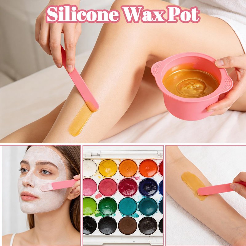 Classicseali 2PCS Wax Silicone Bowl,Wax Warmer Silicone Liner with 2 Silicones Waxes Sticks,Silicones Waxe Pot Liners,for Preparing Powders,Making DIY Face Masks,Mixing Pigments,and Hair Dyes