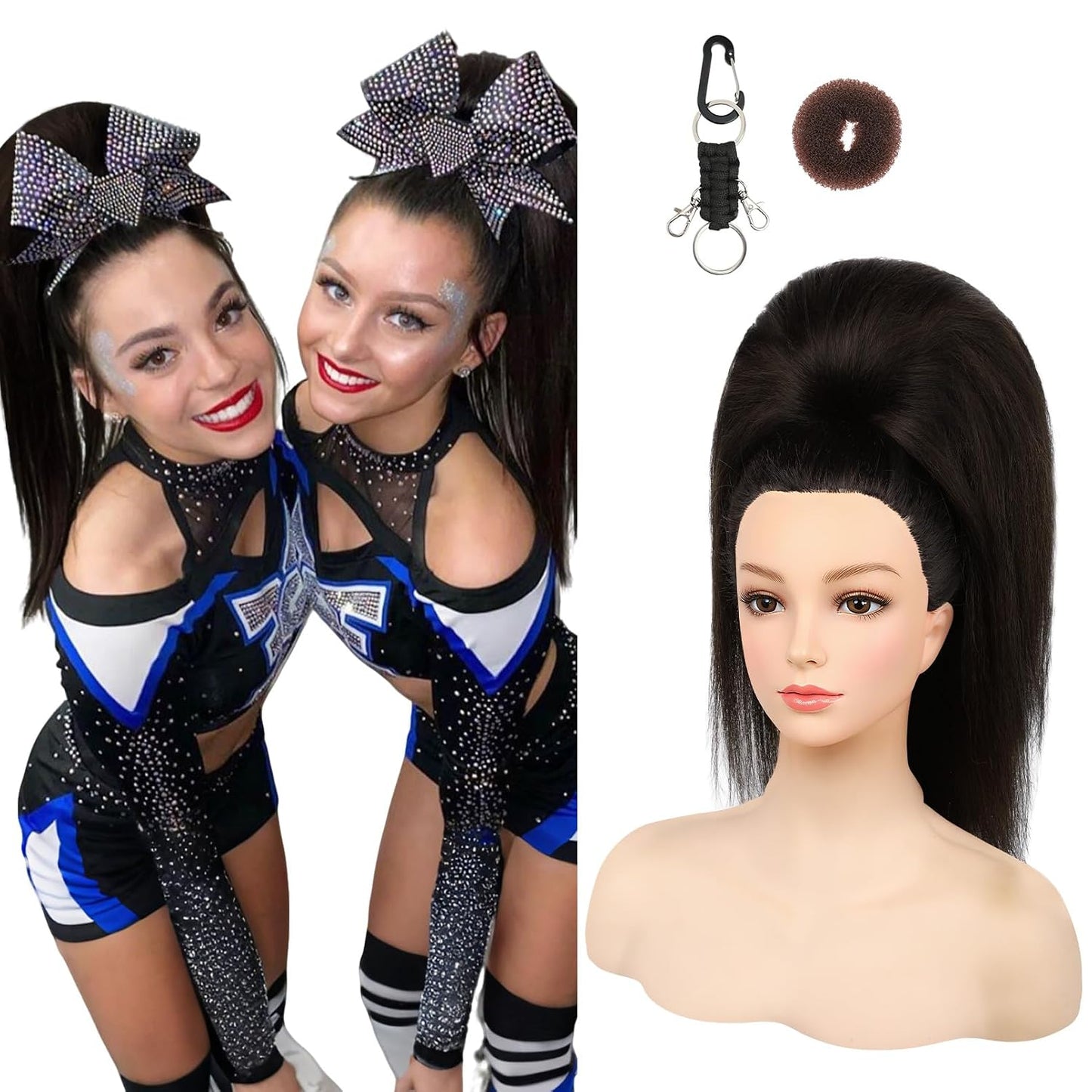 Cheer Ponytail Hair Piece - 100% Super Protein Fiber, Silky Smooth | 18" Fluffy Extension in Mocha Melt