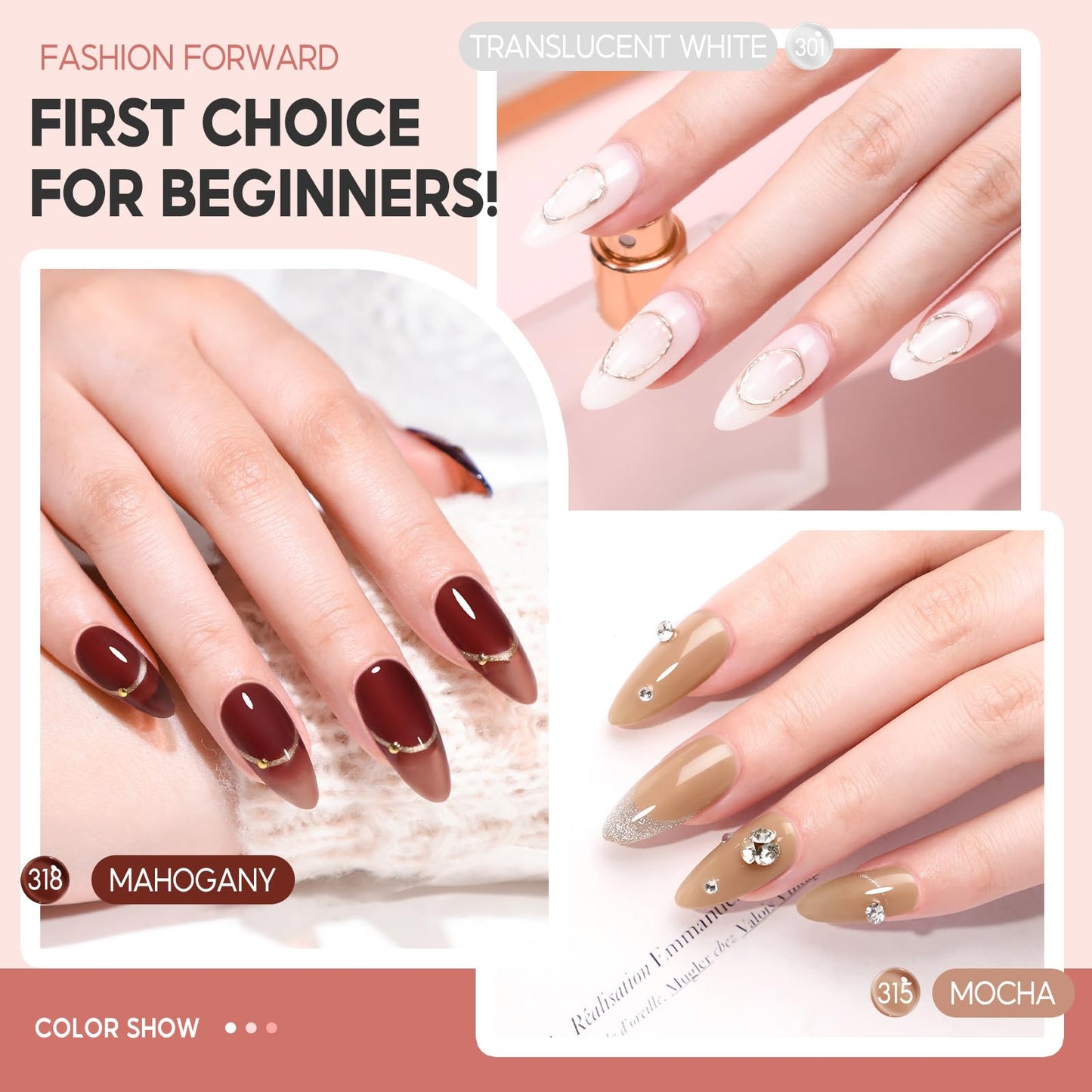 PEACECOLOR Jelly Gel Polish Set 6 Colors Red Brown Gel Nail Polish Summer Colors Nail Starter Kit Soak Off Gifts for Women Home Salon Design
