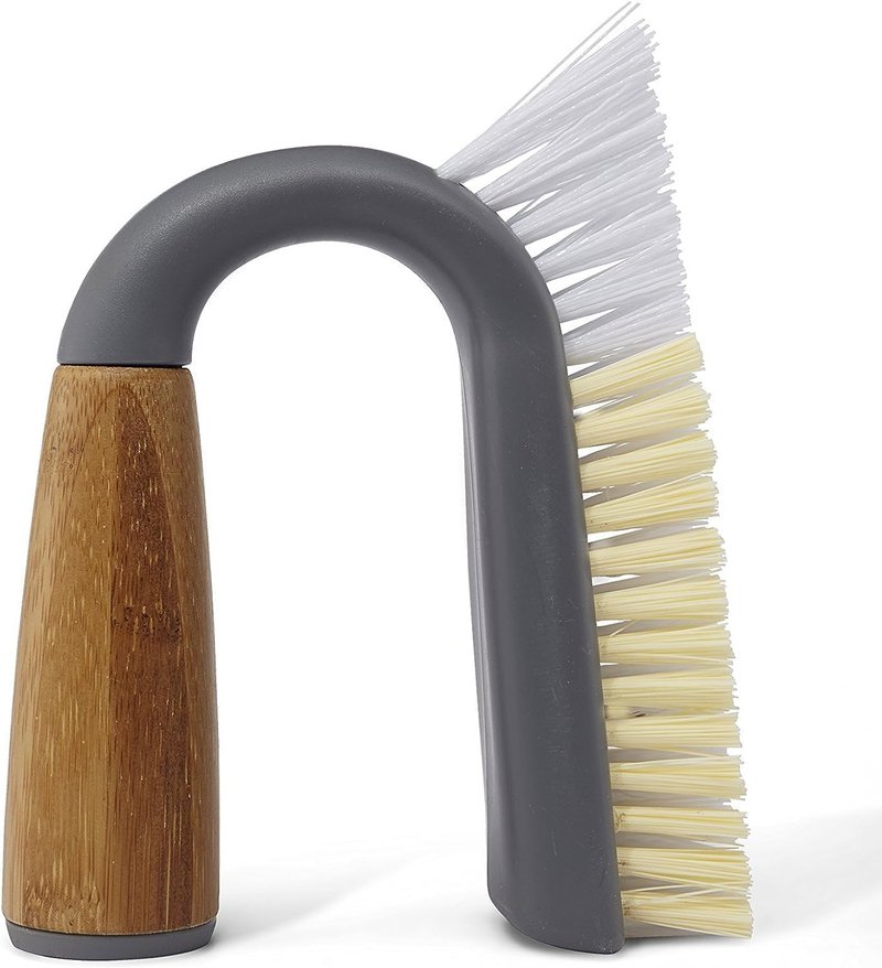 Full Circle Grunge Buster, Grout & Tile Scrub Brush, Recycled Materials, Tough & Durable, Grey