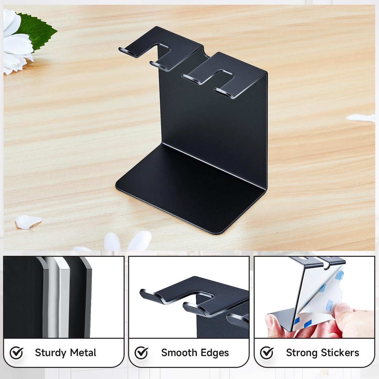 Electric Toothbrush Head Holder, Oukimly Toothbrush Holder Wall Mounted or Desktop, Metal Tooth Brush Holder, Shower Brush Head Holder, Electric Toothbrush Holder for Bathroom (Black, Small)