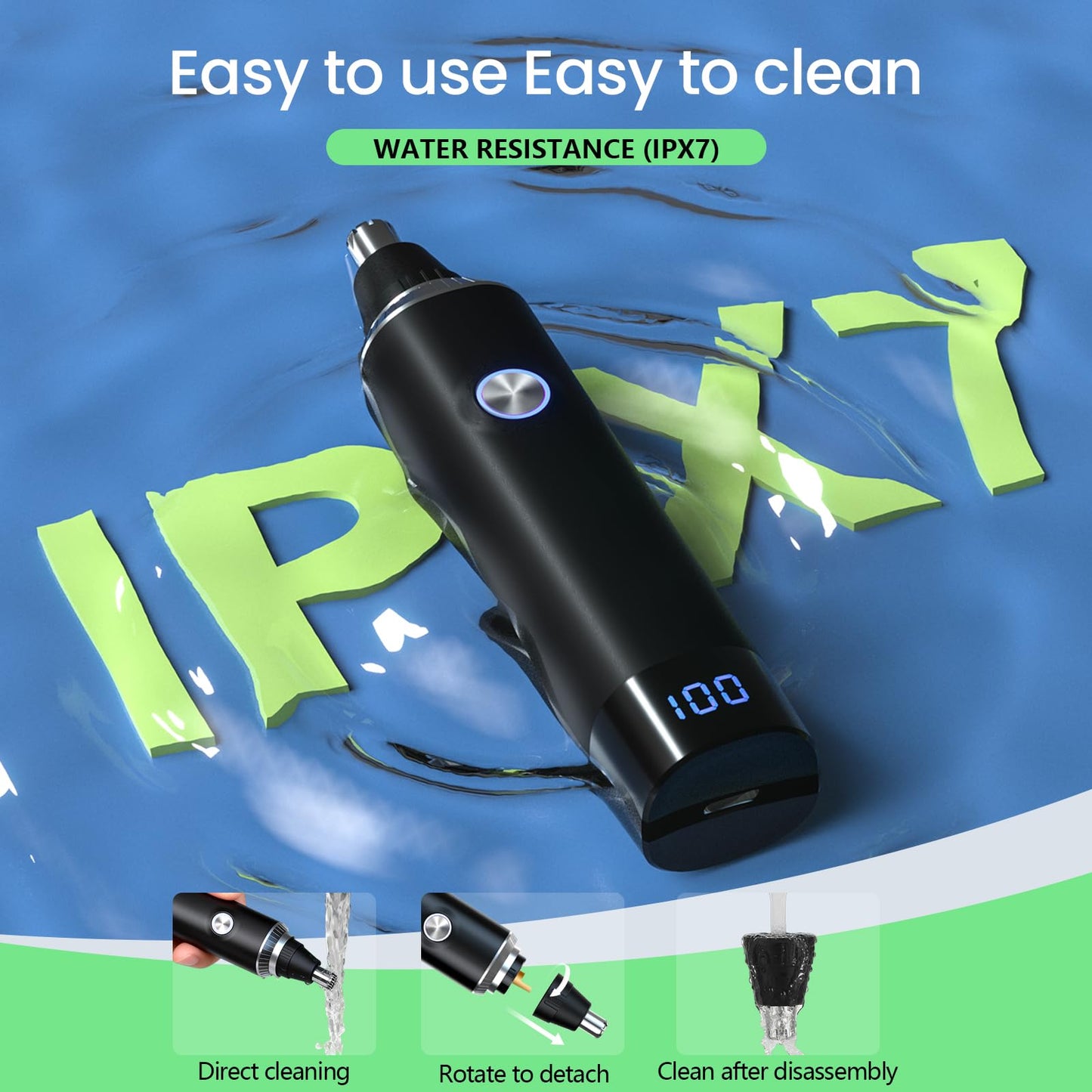 Ear and Nose Hair Trimmer for Men Women, 2026 Professional Painless USB Rechargeable Eyebrow & Facial Hair Trimmer, 13,000 RPM Precision Tool with Powerful Motor and Dual-Edge Blades, IPX7 Waterproof