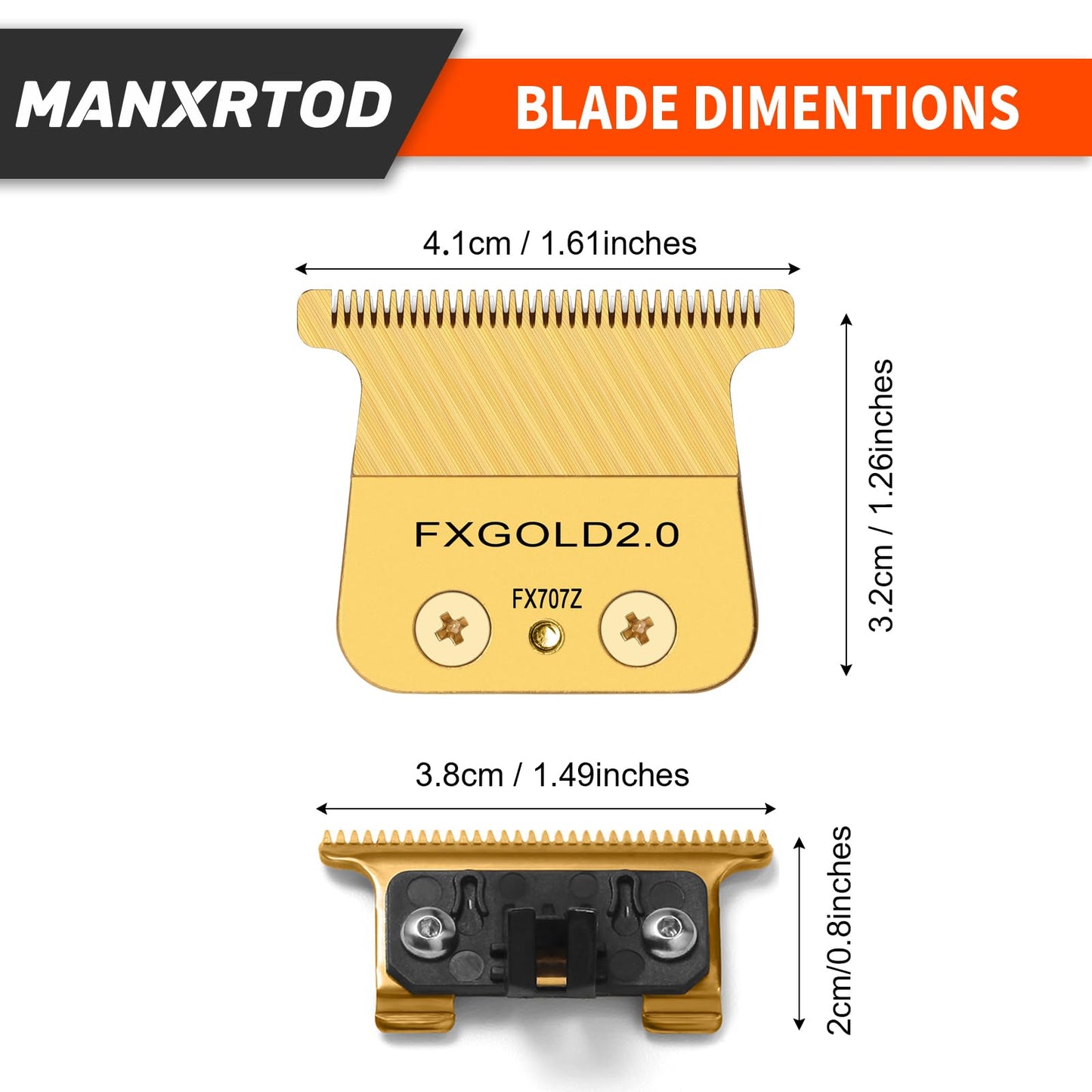 FXGOLD 2.0 Replacement Blade for All BaBylissPRO FX787 & FX726 Trimmers, Ultra Precise DLC Replacement Blades Compatible with BaByliss Trimmer Blades, FX707Z Gold