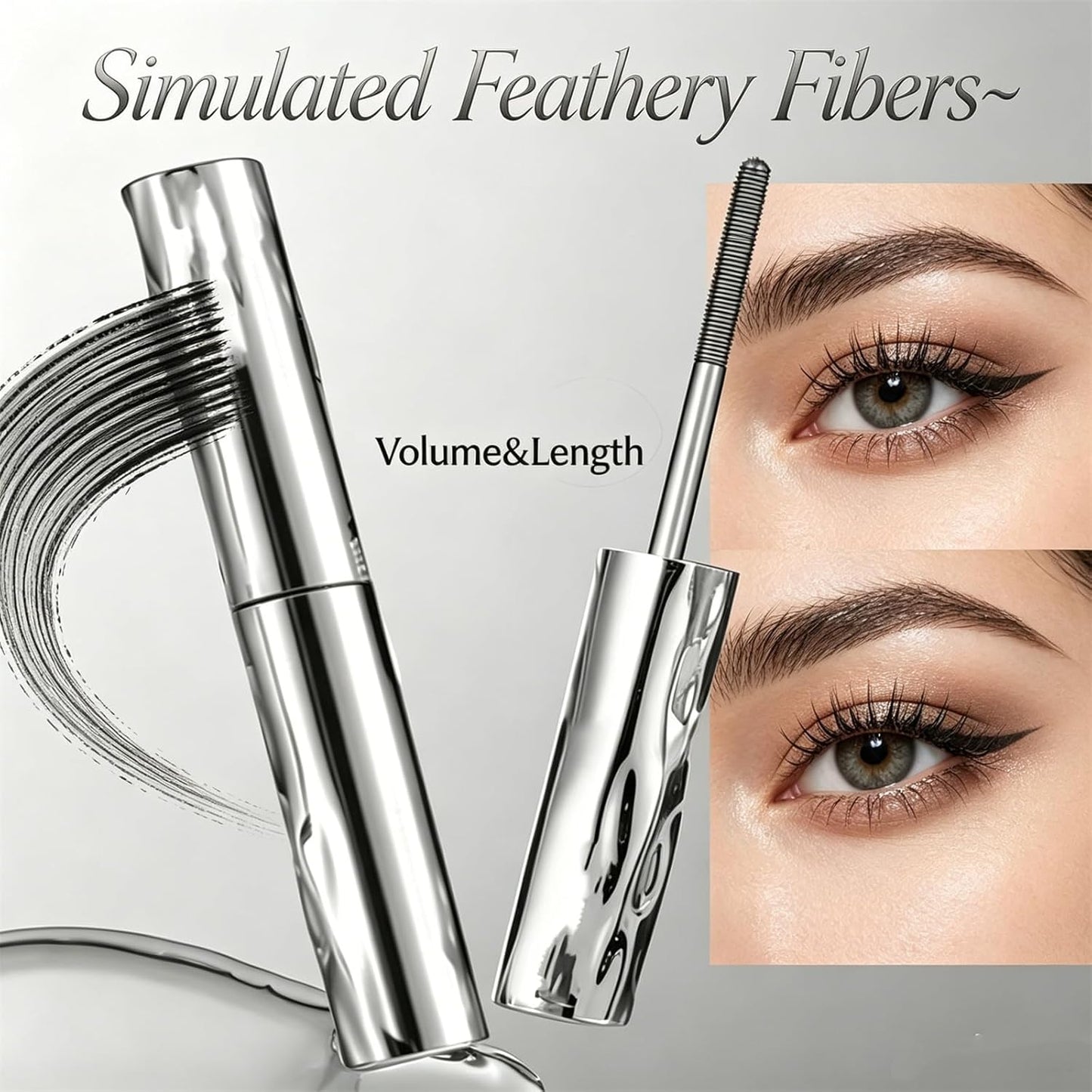 Waterproof Fiber Mascara - Volume & Length Without Clumping | Tubular Curling, Non-Smudging, Black