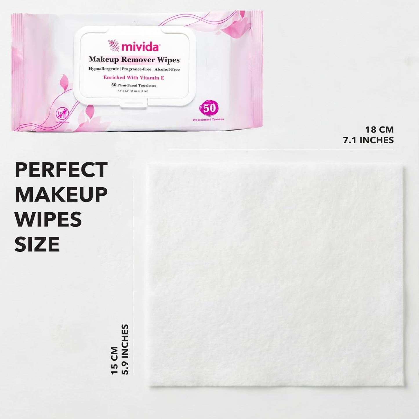 Hypoallergenic Makeup Remover Wipes - 200 Count Bulk Pack | Vitamin E, Fragrance-Free & Alcohol-Free for Sensitive Skin