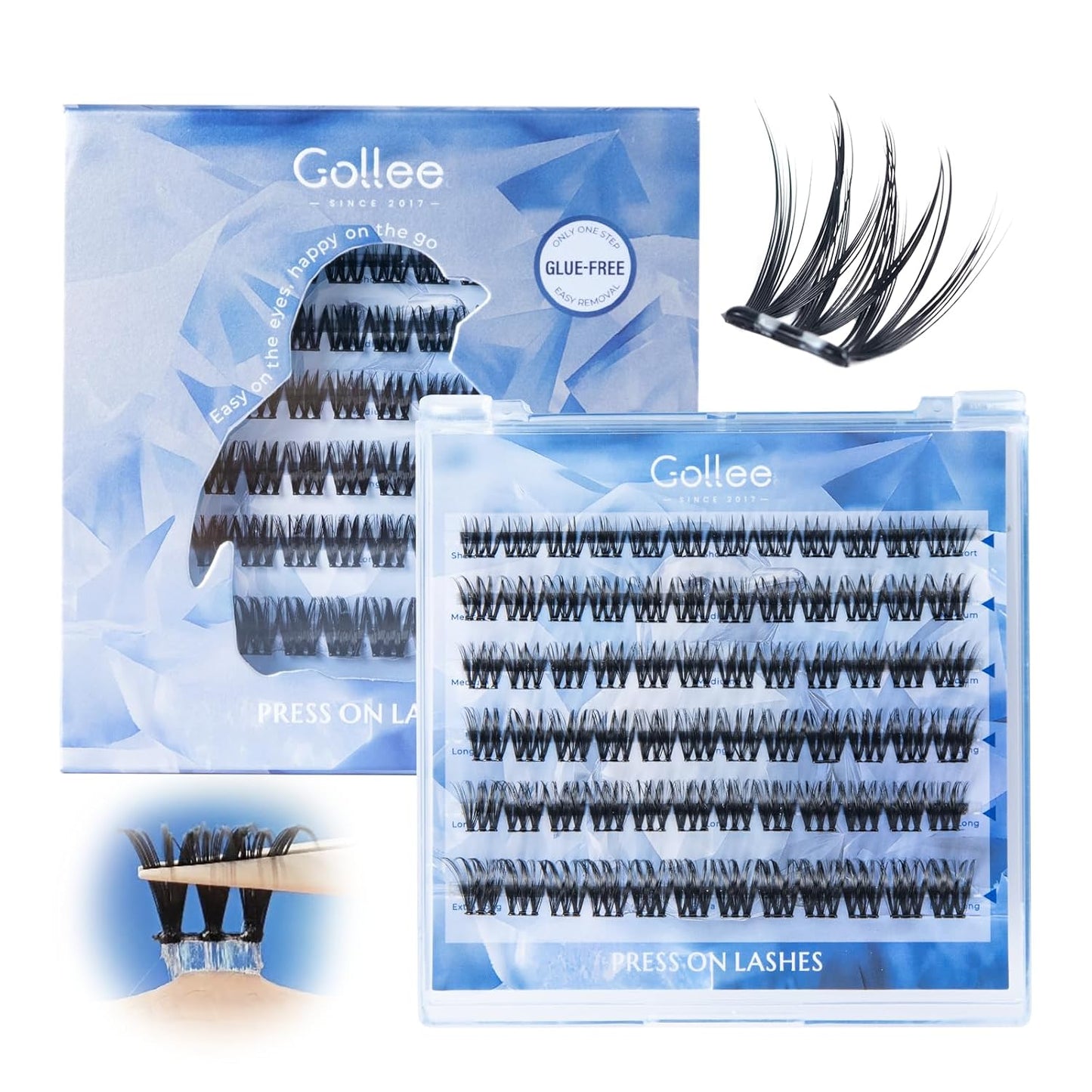Self-Adhesive Eyelash Clusters - Natural Wispy Press-On Lashes | Reusable, No Glue Needed