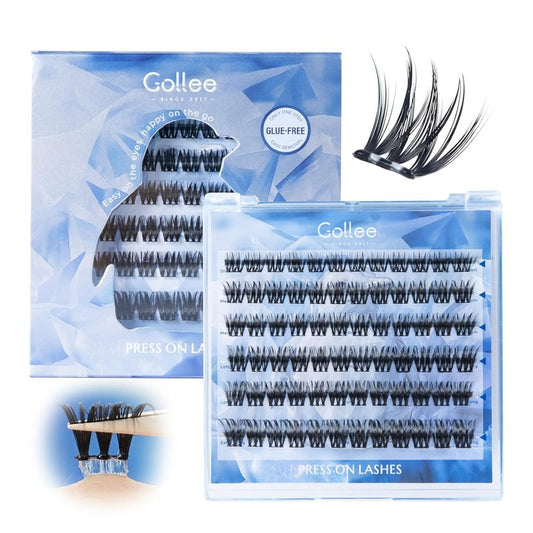 Self-Adhesive Eyelash Clusters - Natural Wispy Press-On Lashes | Reusable, No Glue Needed