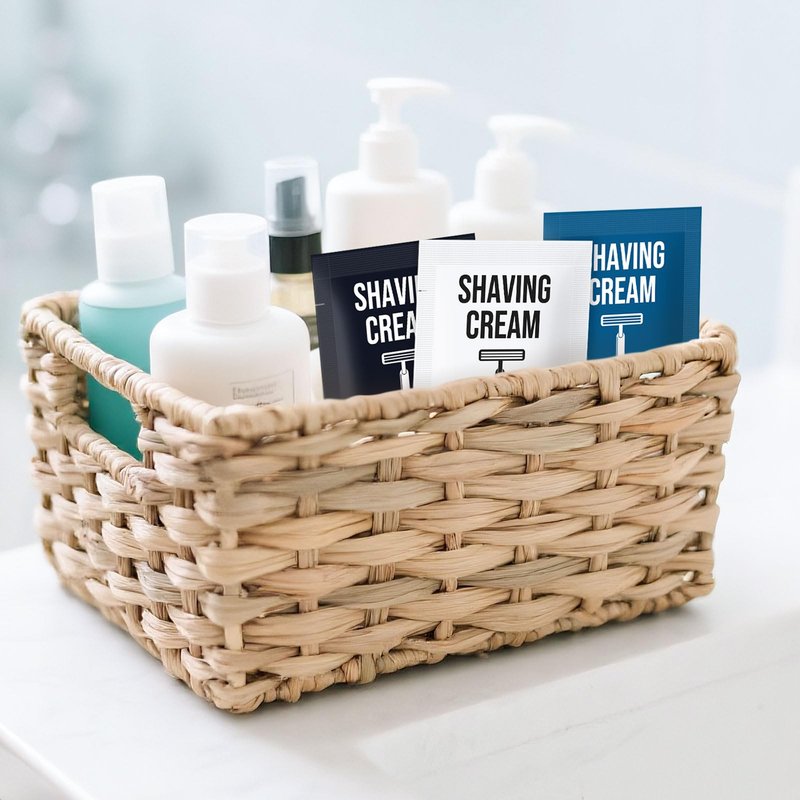 Shaving Cream Bulk Travel 8ml/0.28fl oz,Disposable Shaving Cream in Bulk Travel Shave Cream for Hotel Homeless （Jasmine, white tea and Unscented,pack of 60)
