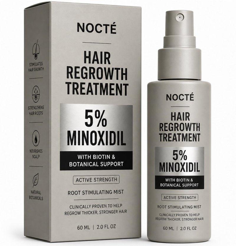 Nocte 5% Minoxidil Hair Regrowth Serum Spray for Men & Women – Biotin, Caffeine & Rosemary Botanical Complex, Extra Strength Hair Loss Treatment for Thicker, Fuller, Longer Hair – 60ML