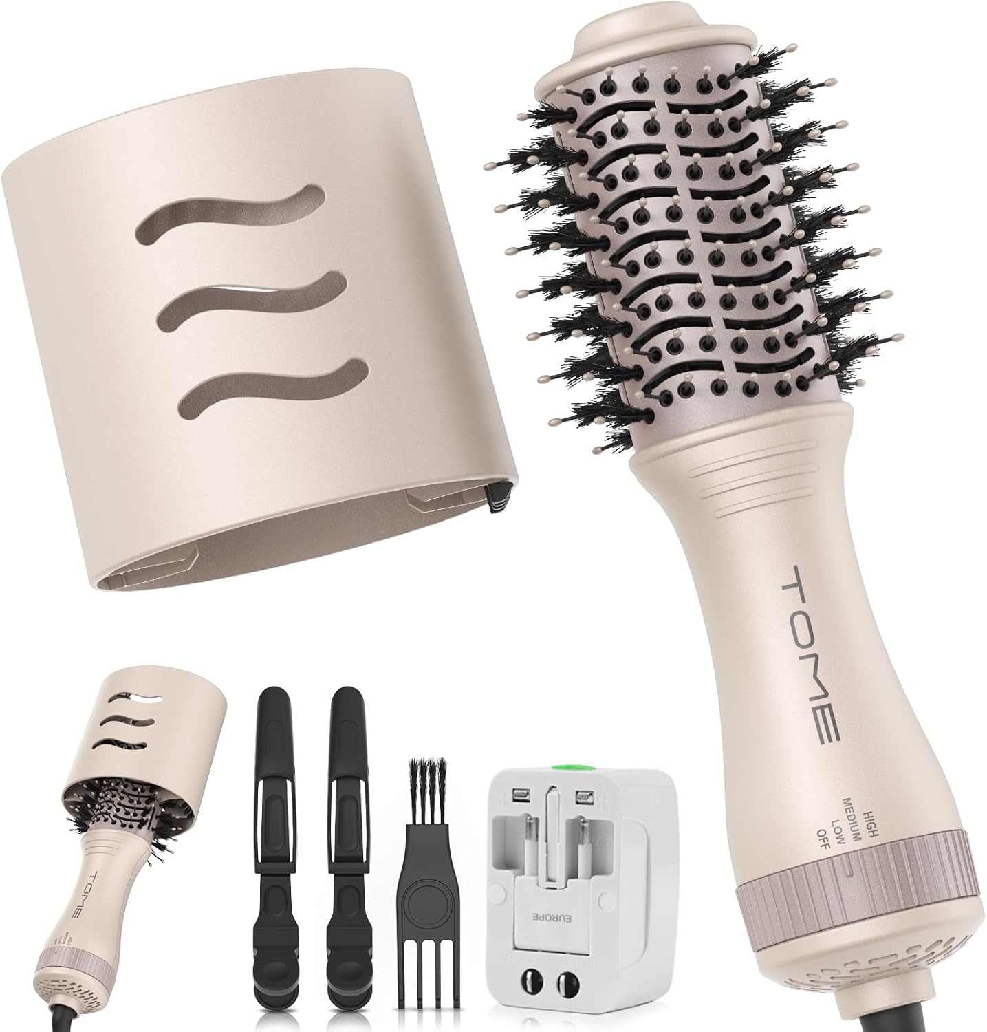 Blow Dryer Brush - 600W Oval Hot Air Volumizer & Straightener | Anti-Frizz Styling Tool, Pink (2 Inch)
