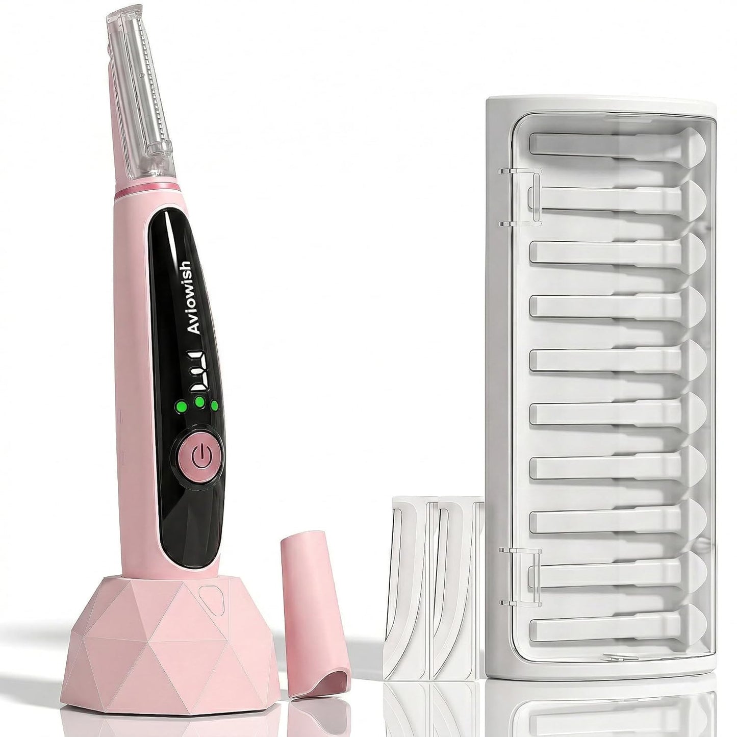 Upgraded Dermaplane Razor for Women - Professional Facial Hair Removal Tool with LED Light | 12 PCS Stainless Steel Blades, Non-Slip Handle, Travel Case