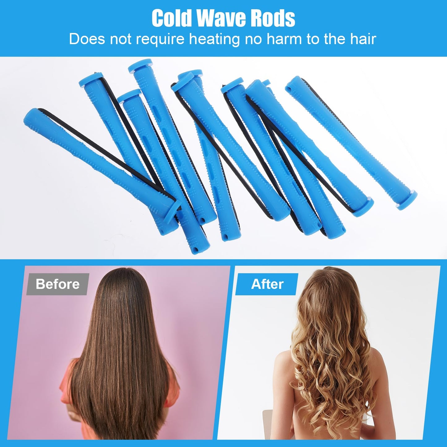 40 Pcs Perm Rods for Short Hair Small Plastic Cold Wave Rods Perming Rod Rollers Curling Rod Women Diy Hairdressing Tools Curlers for Long Short Natural Hair Hairdressing Tools(Blue)