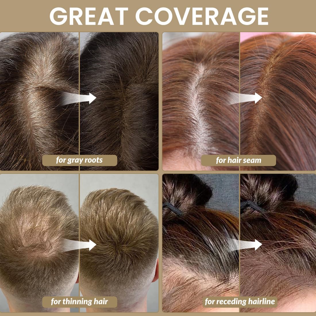Root Touch Up Powder - Instant Hairline Coverage for Gray Hair & Thinning Areas | Dark Brown, 0.14 Ounce
