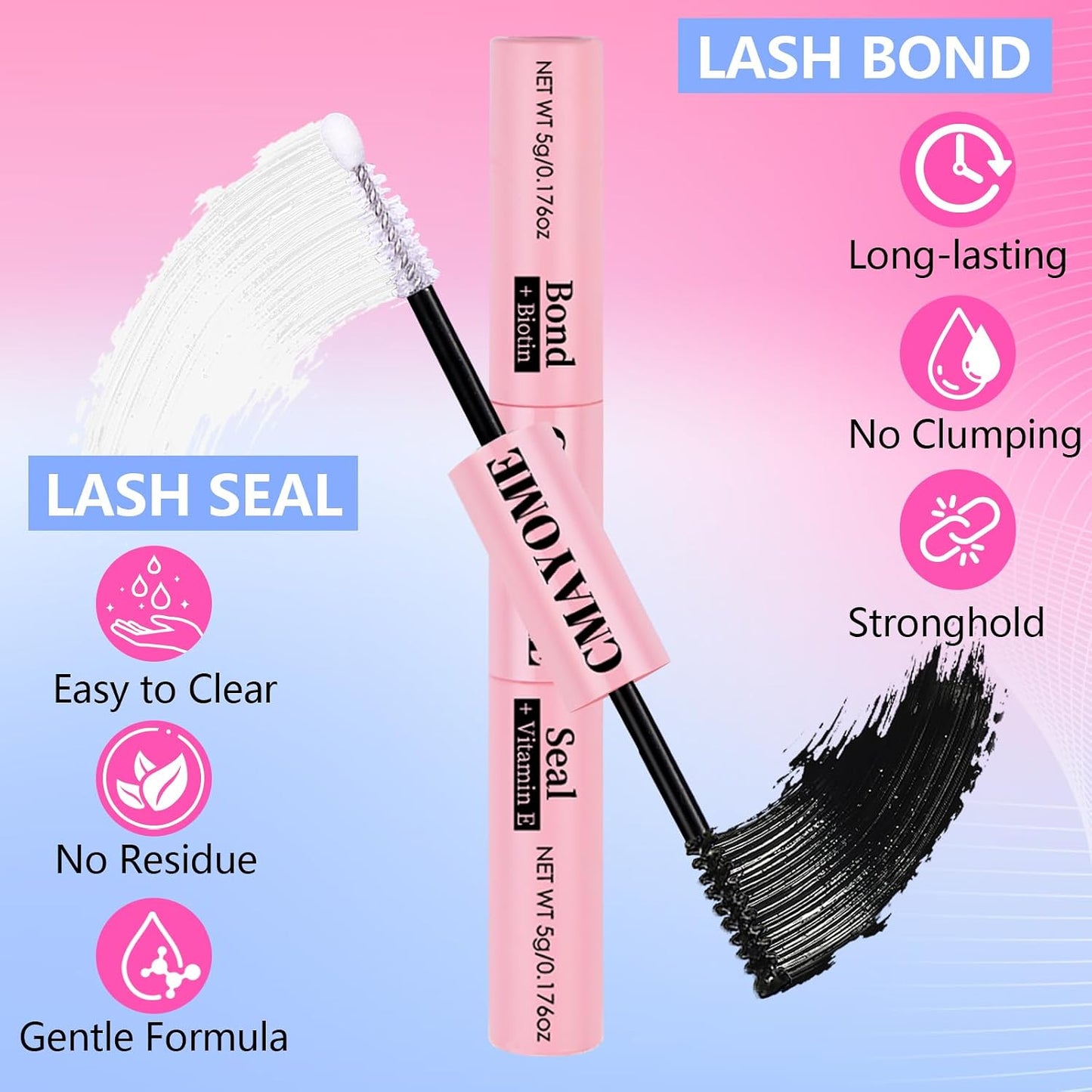 Lash Extension Kit - 50D 60D 80D 100D Individual Lash Clusters with Bond, Seal & Tweezers | 800 Pcs Set