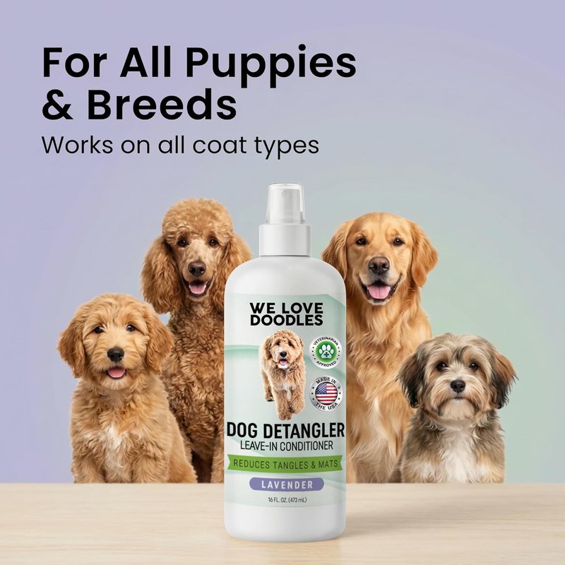 Dog Detangler Spray - Leave-In Conditioner for Dogs | Dematting & Tangle Remover - Lavender Scented 8oz