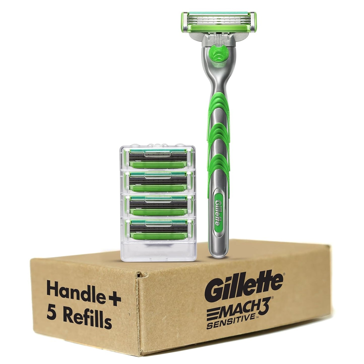 Gillette Mach3 Sensitive Shaving Razor - 1 Handle & 5 Blade Refills for Sensitive Skin