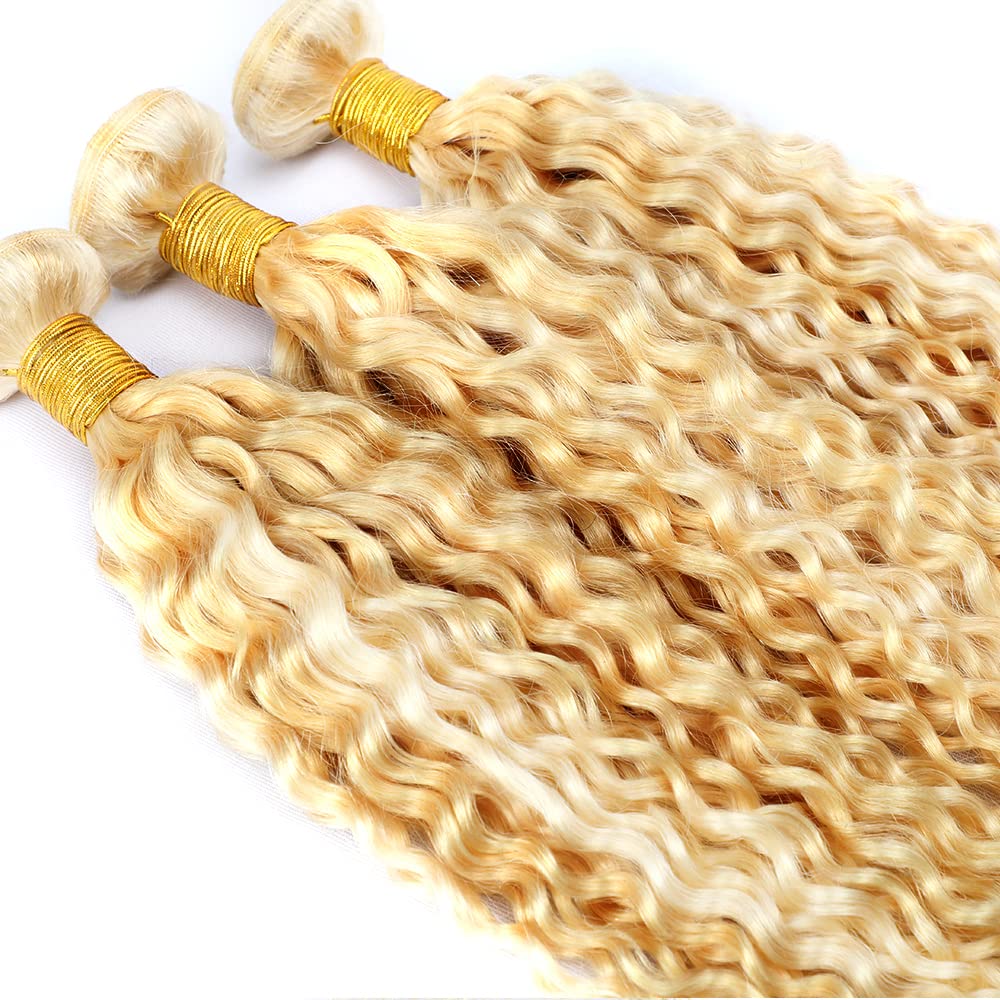 30 32 34 inch LadrXadr Honey Blonde Bundles Human Hair 613 Curly Bundles Human Hair Blonde Bundle Double Weft 300g