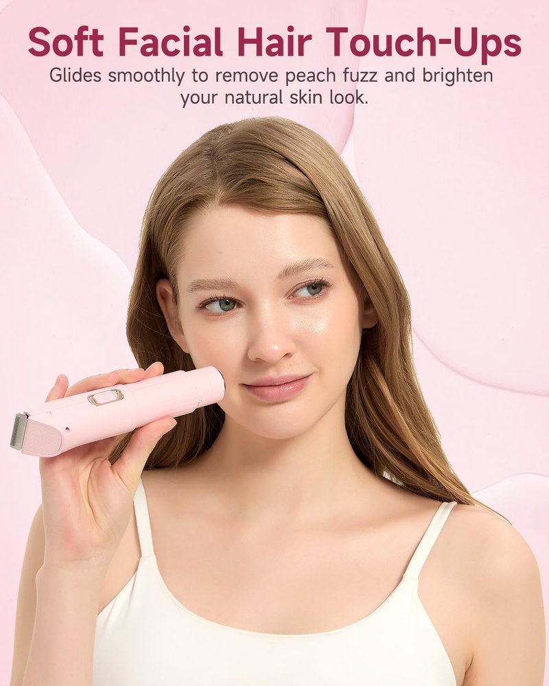 aisleek Bikini Trimmer for Women, 2-in-1 Electric Razor with Trimmer & Foil Shaver, Cordless Rechargeable Body Groomer with Guide Combs, Smooth Hair Removal for Pubic, Legs, Underarms & Face