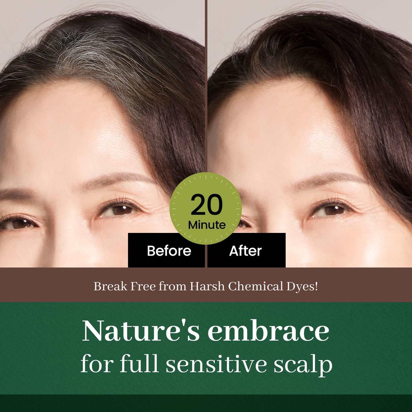 Natural Black Hair Color Cream & Gray Cover Tint - PPD-Free, Vegan, Gentle for Sensitive Scalp | Mom Gifts