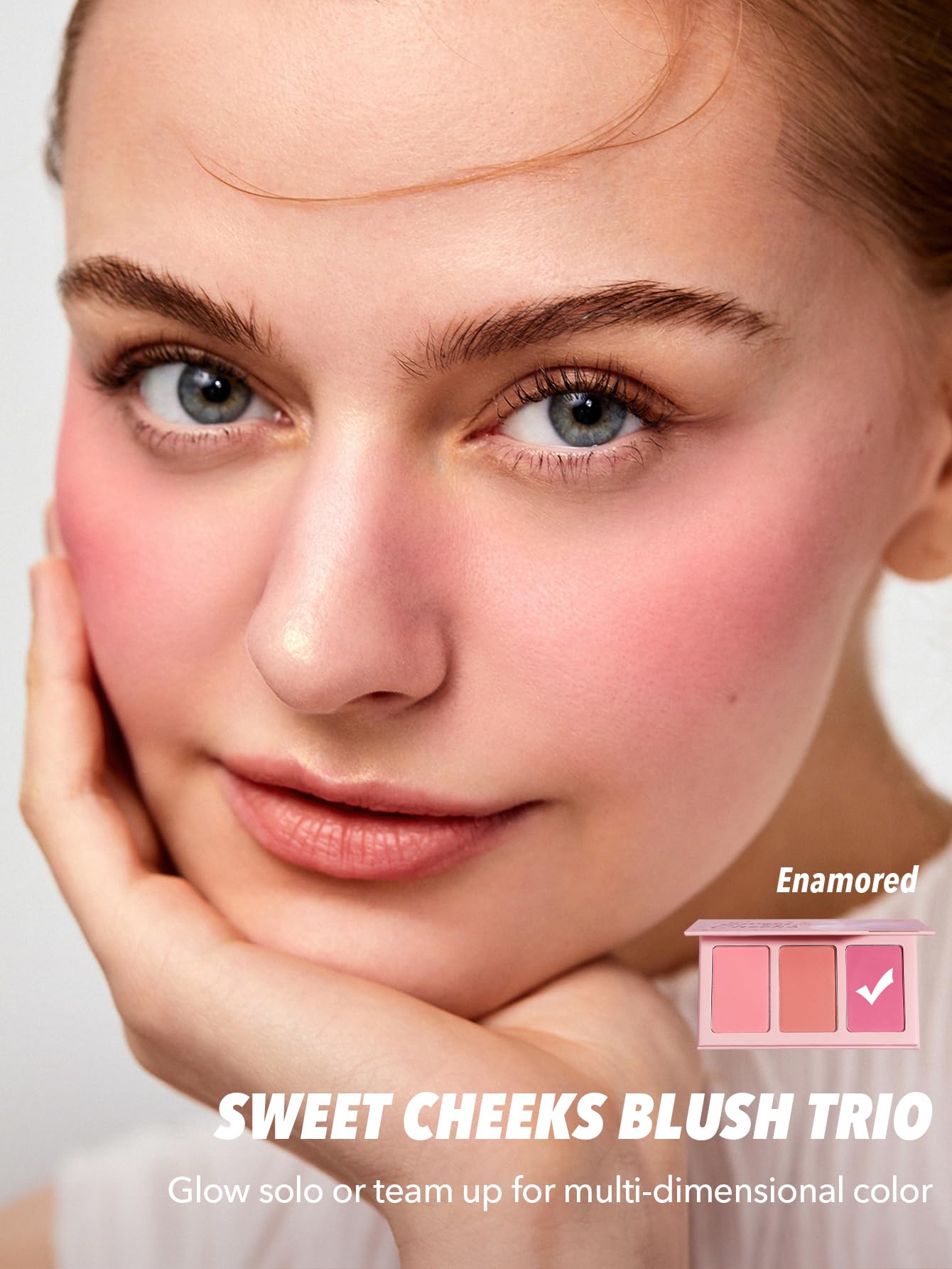 SHEGLAM Sweet Cheeks Blush Trio Blush Powder Silk High Pigment Blush for Cheek-Enamored