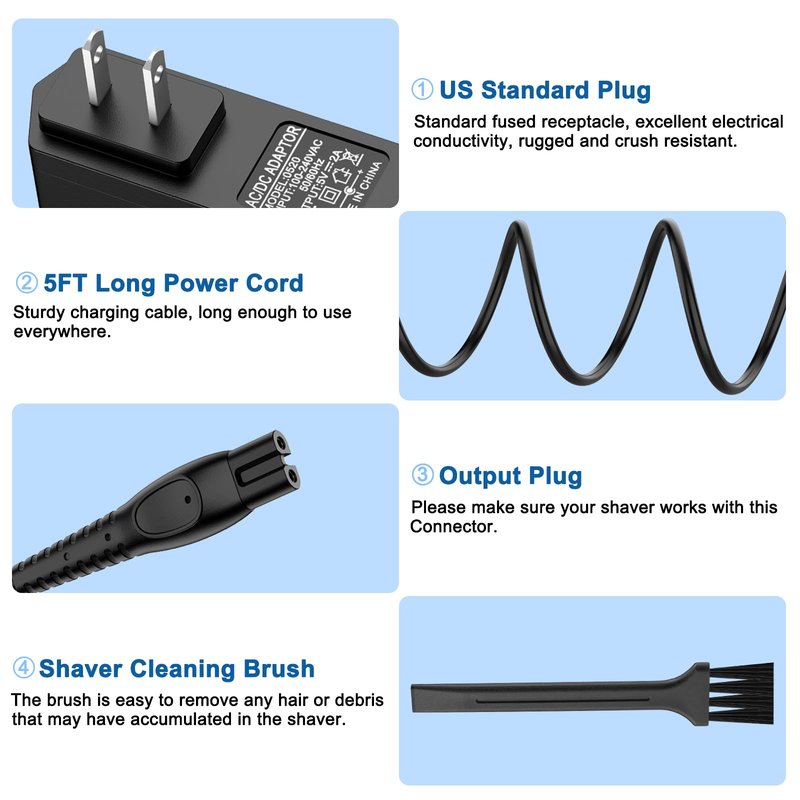 5V Charger Fit for Philips Norelco Newer Model 3900 2400, Wet & Dry Shaver Newer Series 5000 7000 3000 QP2724 QP2834 QP1924, MG7910 MG5910 MG9510 Philips Oneblade 360 Trimmer Electric Shaver