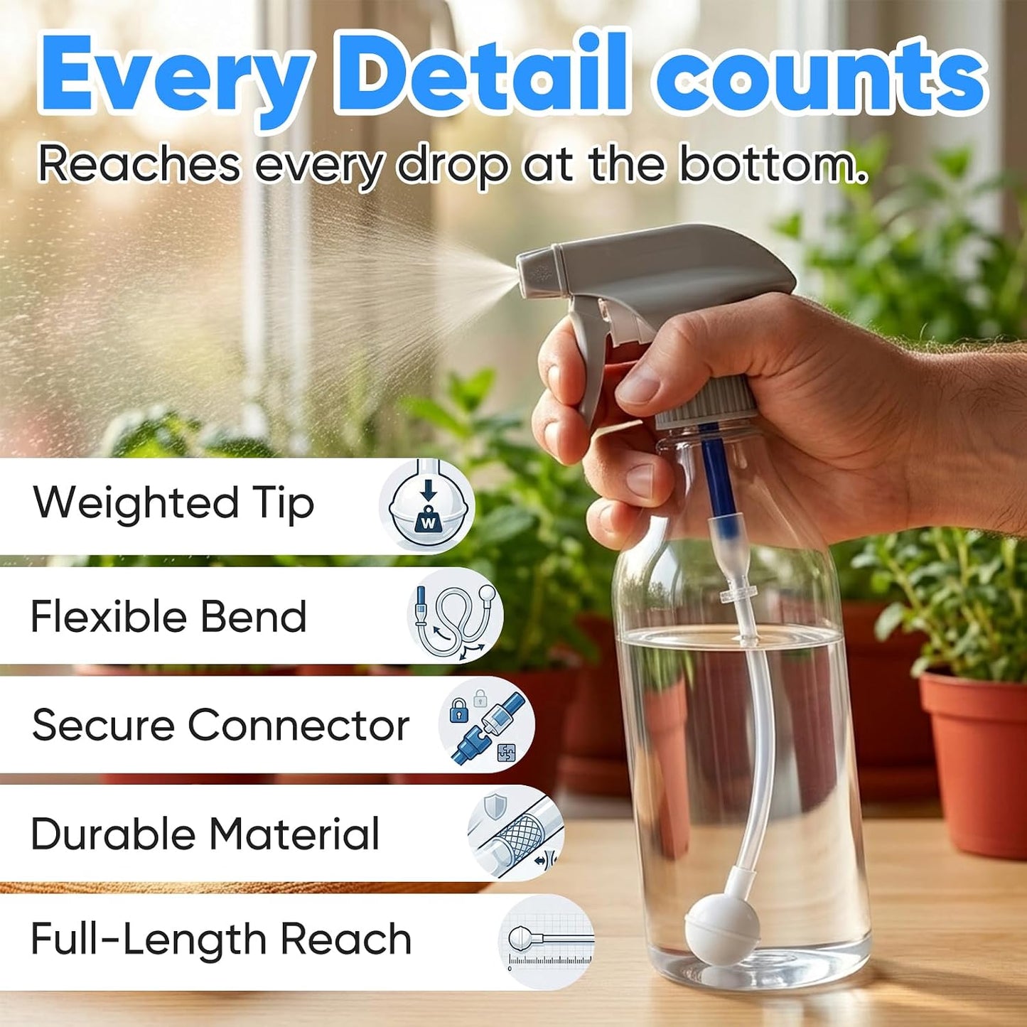Universal Fit 360° Spray Bottle Adapter - 3 Pack Multi-Angle Tube Replacement for Sprayers | Versatile Upside Down Use