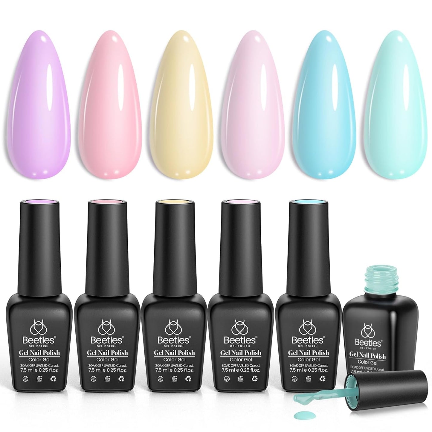 Neon Gel Nail Polish Set - 6 Vibrant Summer Colors | Sheer Translucent Effect for UV French Nail Art