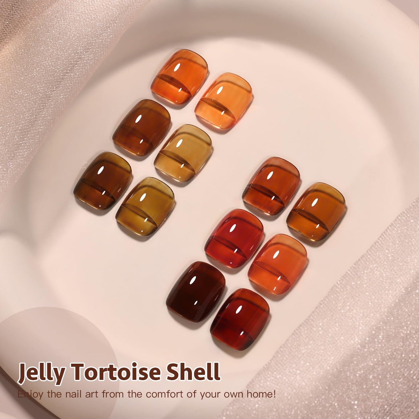 GAOY Jelly Tortoise Brown Gel Nail Polish Set, 6 Sheer Colors, UV Gel