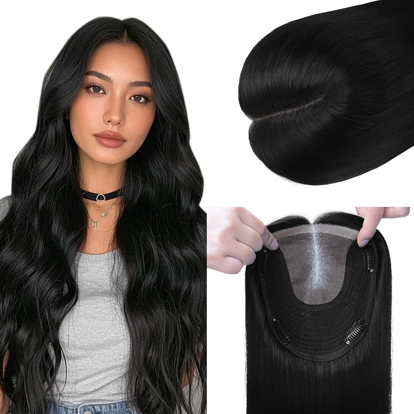 Real Human Hair Toppers for Women - Thinning Crown Solution | 6x7 Inch, 150 Density, 14 Inch Platinum Blonde