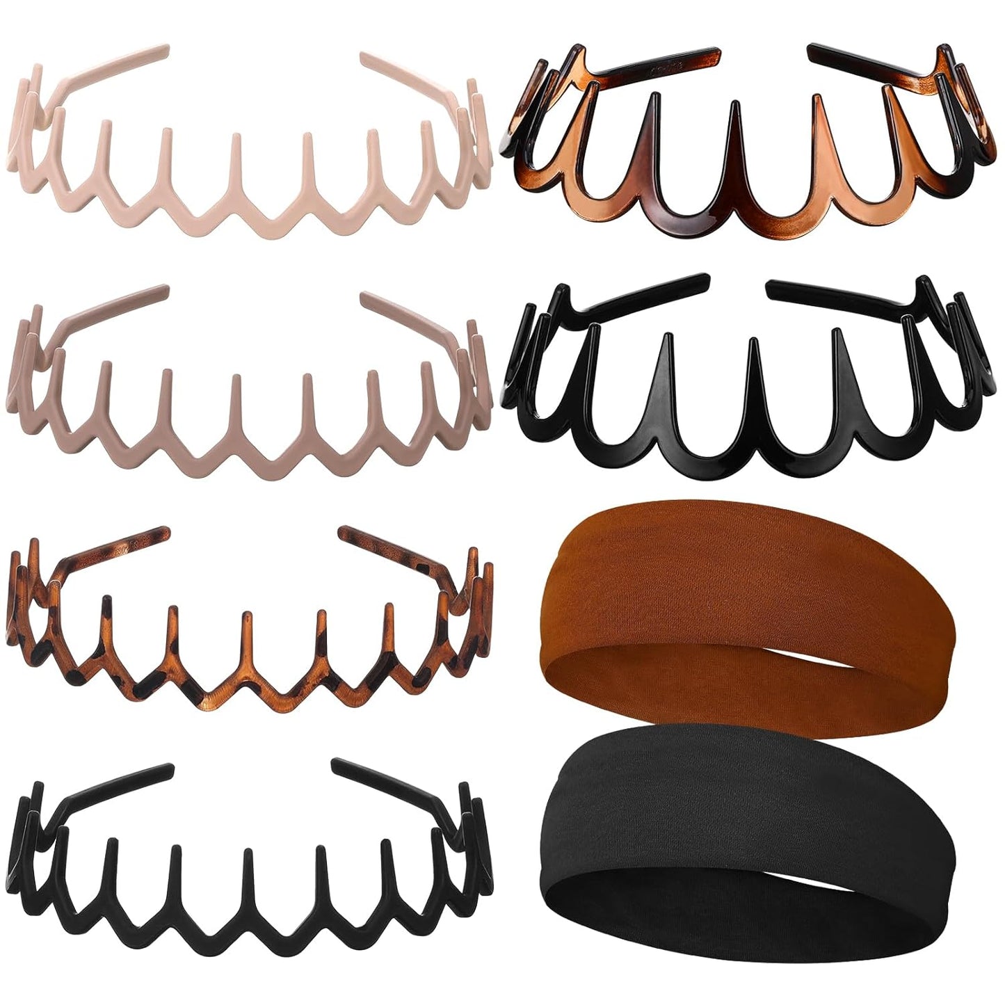 8-Piece Zig Zag Headbands - Trendy Non-Slip Wavy Hair Bands for Daily Styling | 90s Style, Unisex