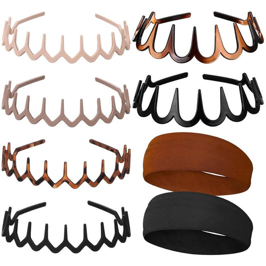 8-Piece Zig Zag Headbands - Trendy Non-Slip Wavy Hair Bands for Daily Styling | 90s Style, Unisex